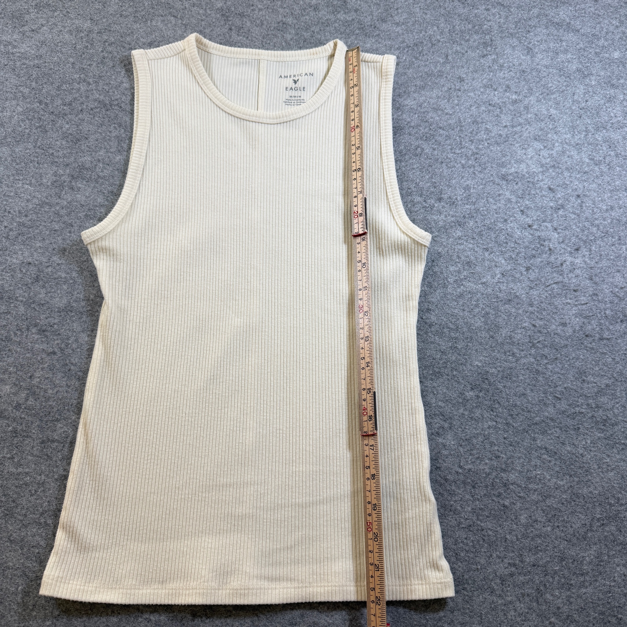 American Eagle Ribbed Tank Top Women M Cream Yellow Sleeveless Crew Neck Stretch thumbnail 6