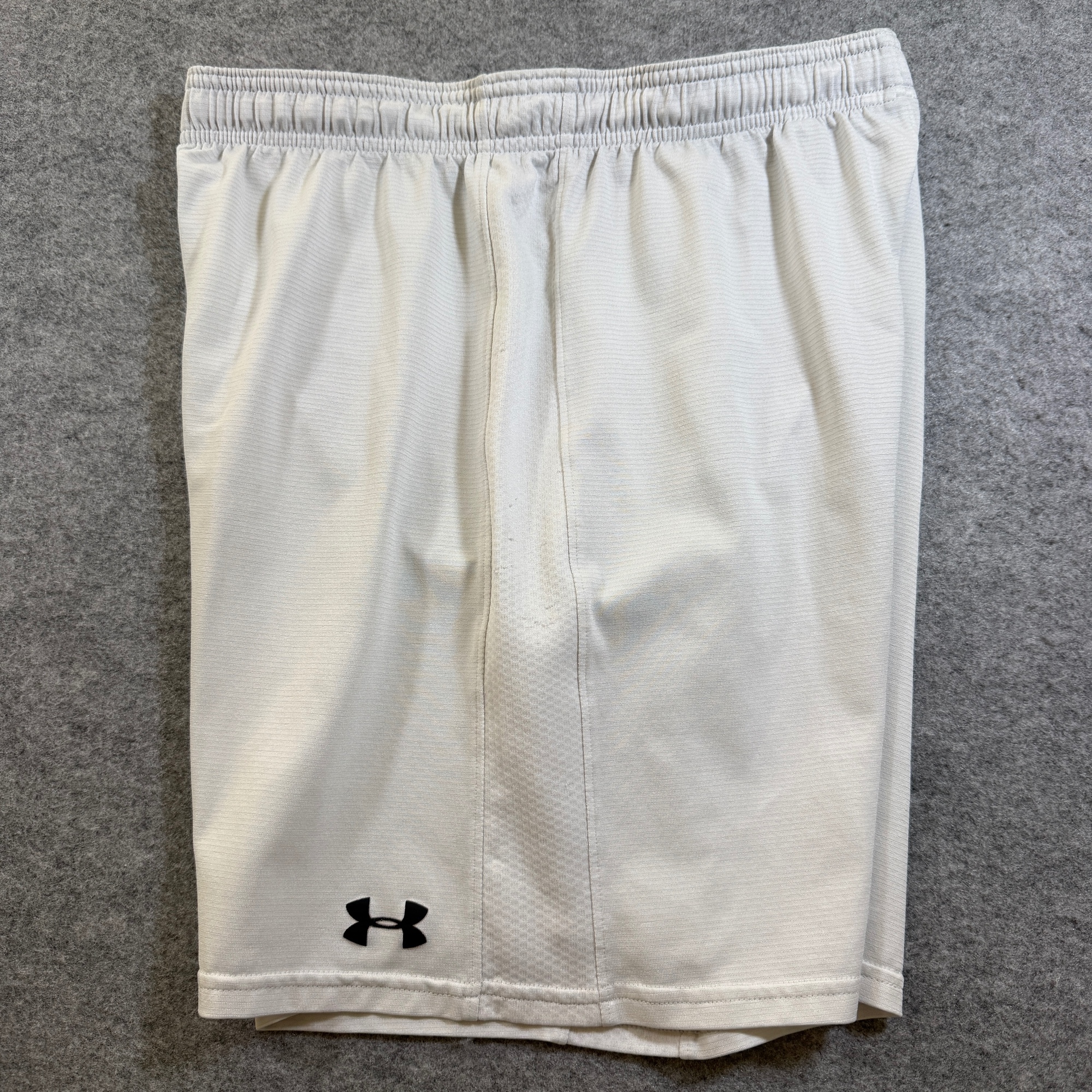 Under Armour HeatGear Shorts Mens S White Elastic Waistband Side Pockets Loose thumbnail 3