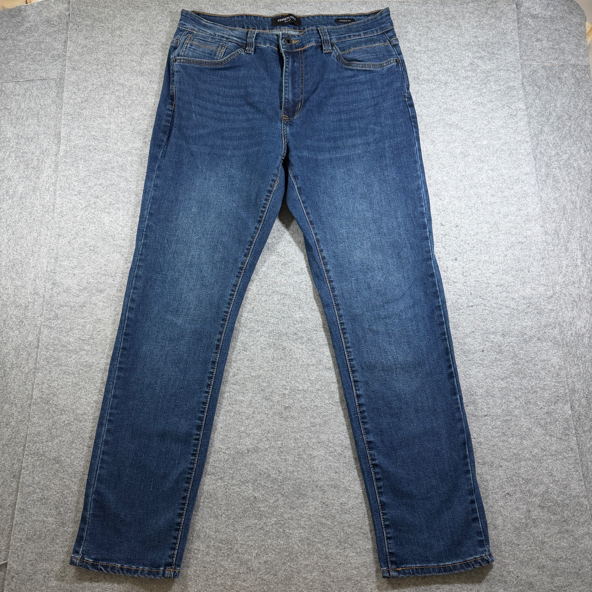 Kenneth Cole New York Jeans Mens 34x32 Blue Denim Athletic Fit Pocket Stretch