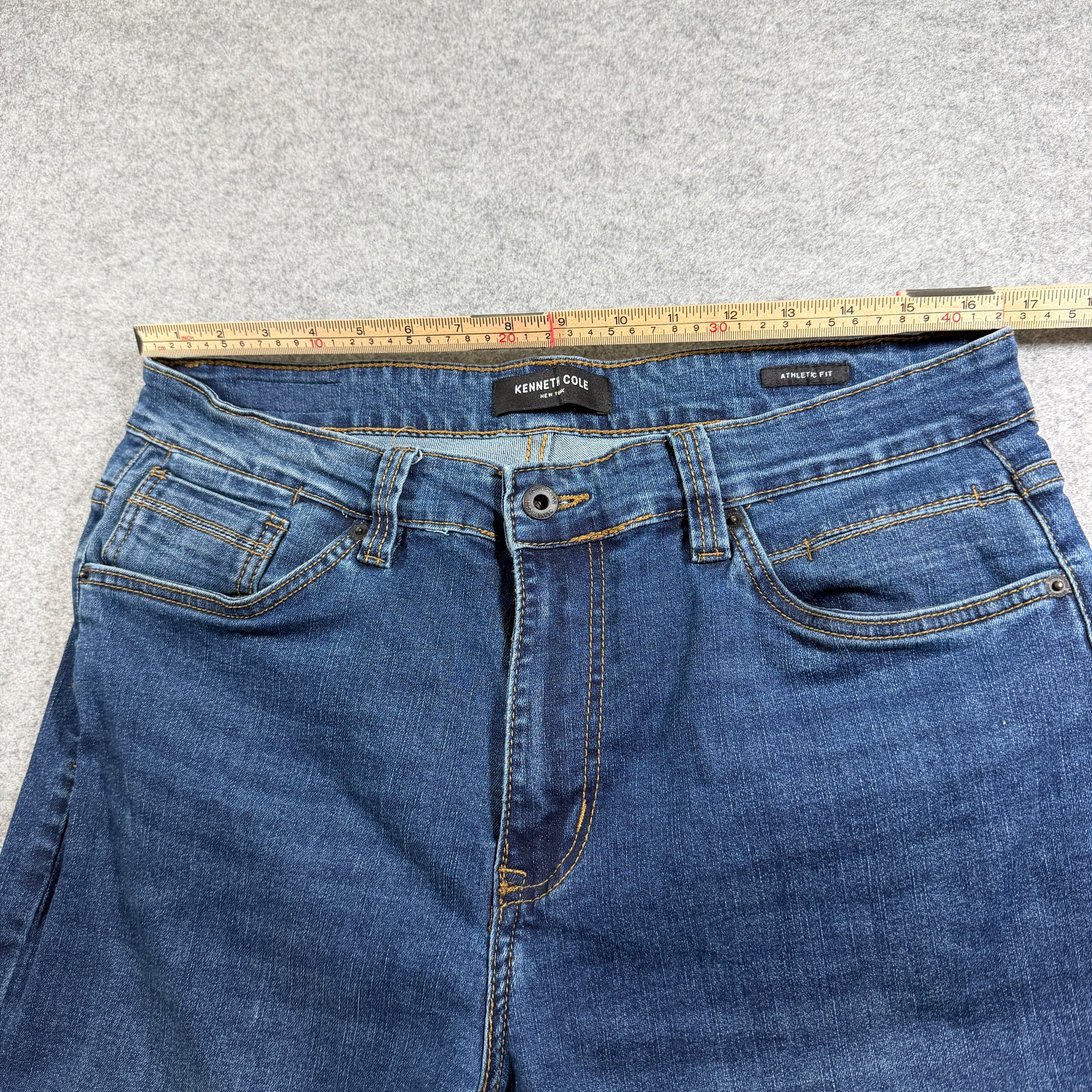 Kenneth Cole New York Jeans Mens 34x32 Blue Denim Athletic Fit Pocket Stretch thumbnail 8