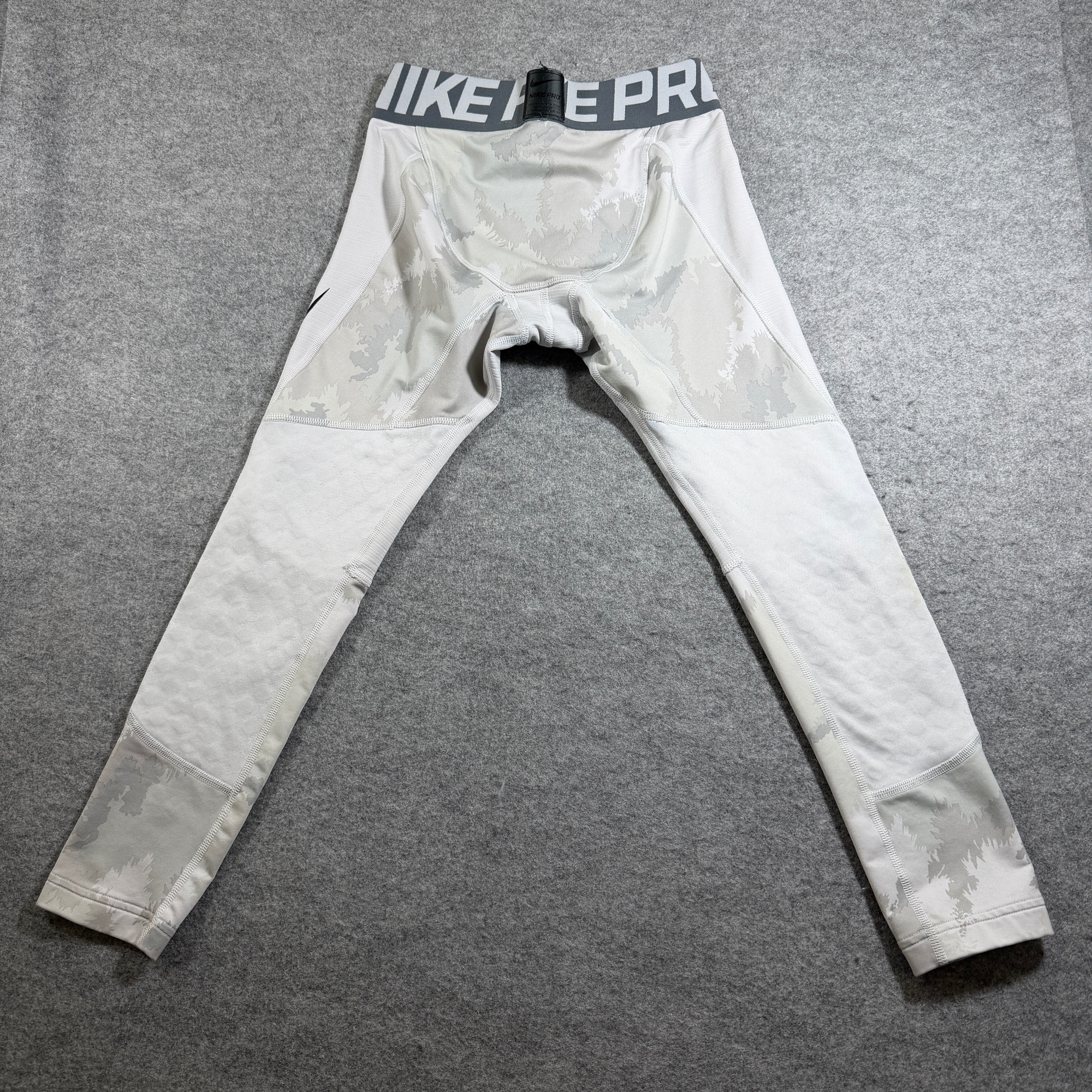 Nike Pro Hyperwarm Compression Tights Mens L White Gray Camo Thermal Base Layer thumbnail 2