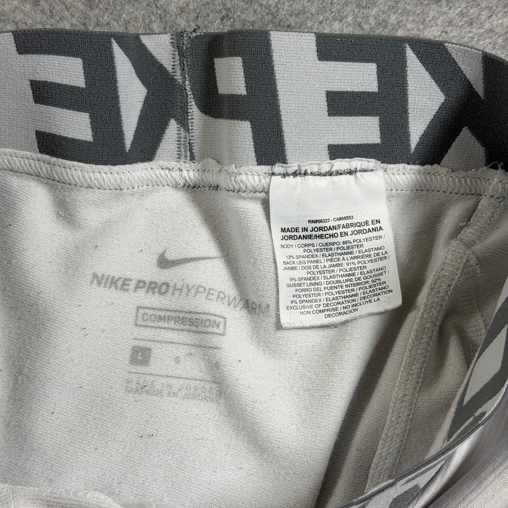 Nike Pro Hyperwarm Compression Tights Mens L White Gray Camo Thermal Base Layer thumbnail 4