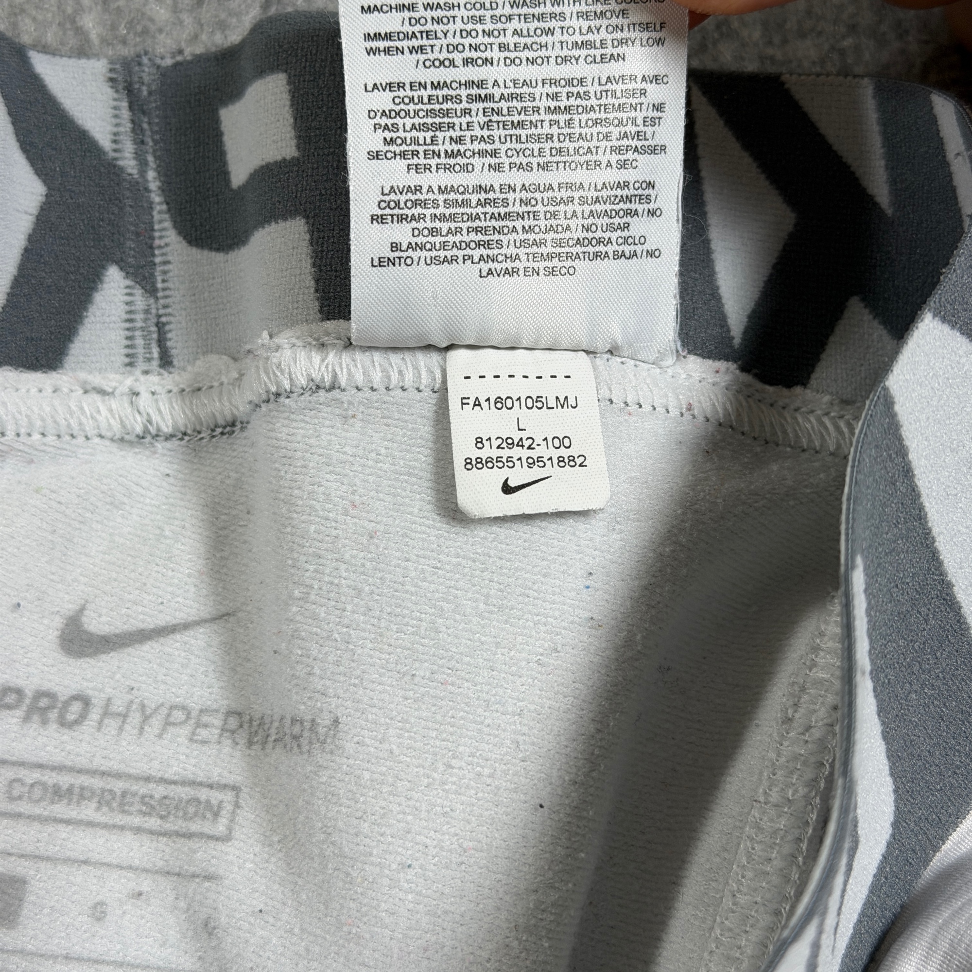 Nike Pro Hyperwarm Compression Tights Mens L White Gray Camo Thermal Base Layer thumbnail 10