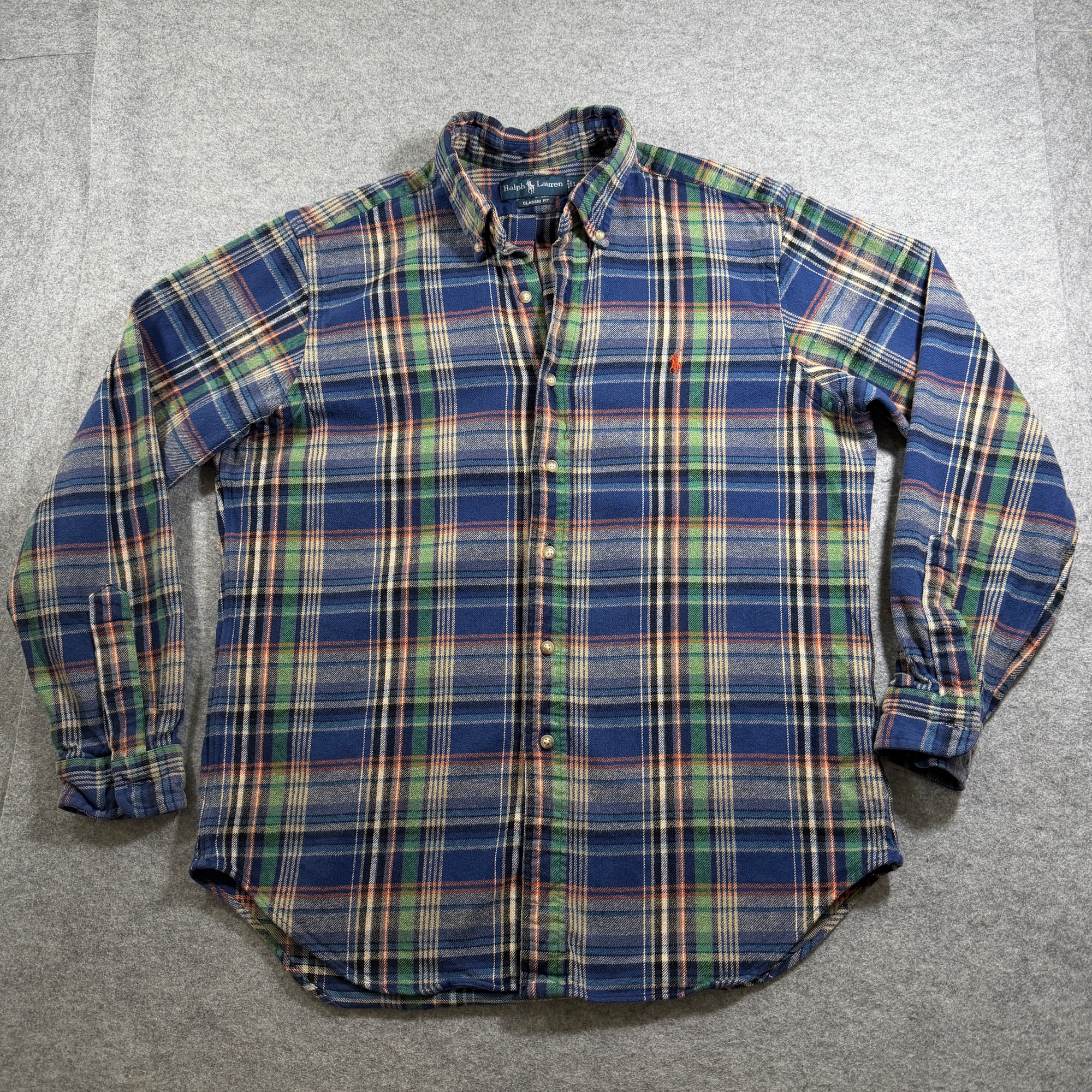 Vintage 80s Polo Ralph Lauren Flannel Shirt Mens L Plaid Button Down Classic Fit