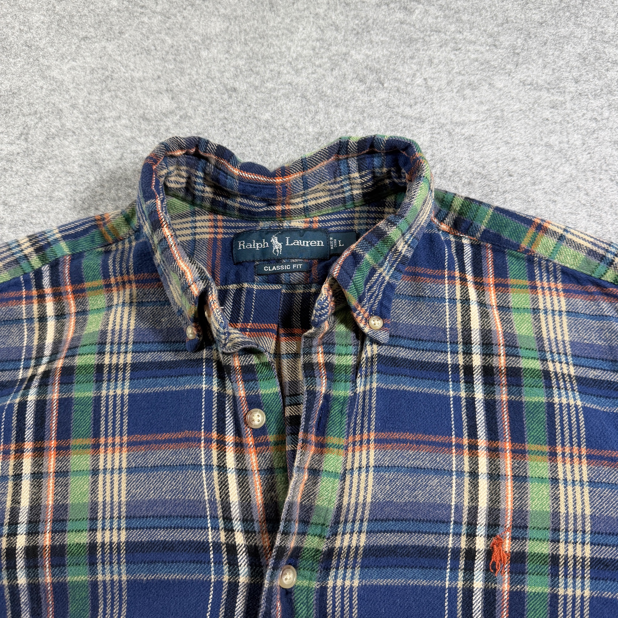 Vintage 80s Polo Ralph Lauren Flannel Shirt Mens L Plaid Button Down Classic Fit thumbnail 4