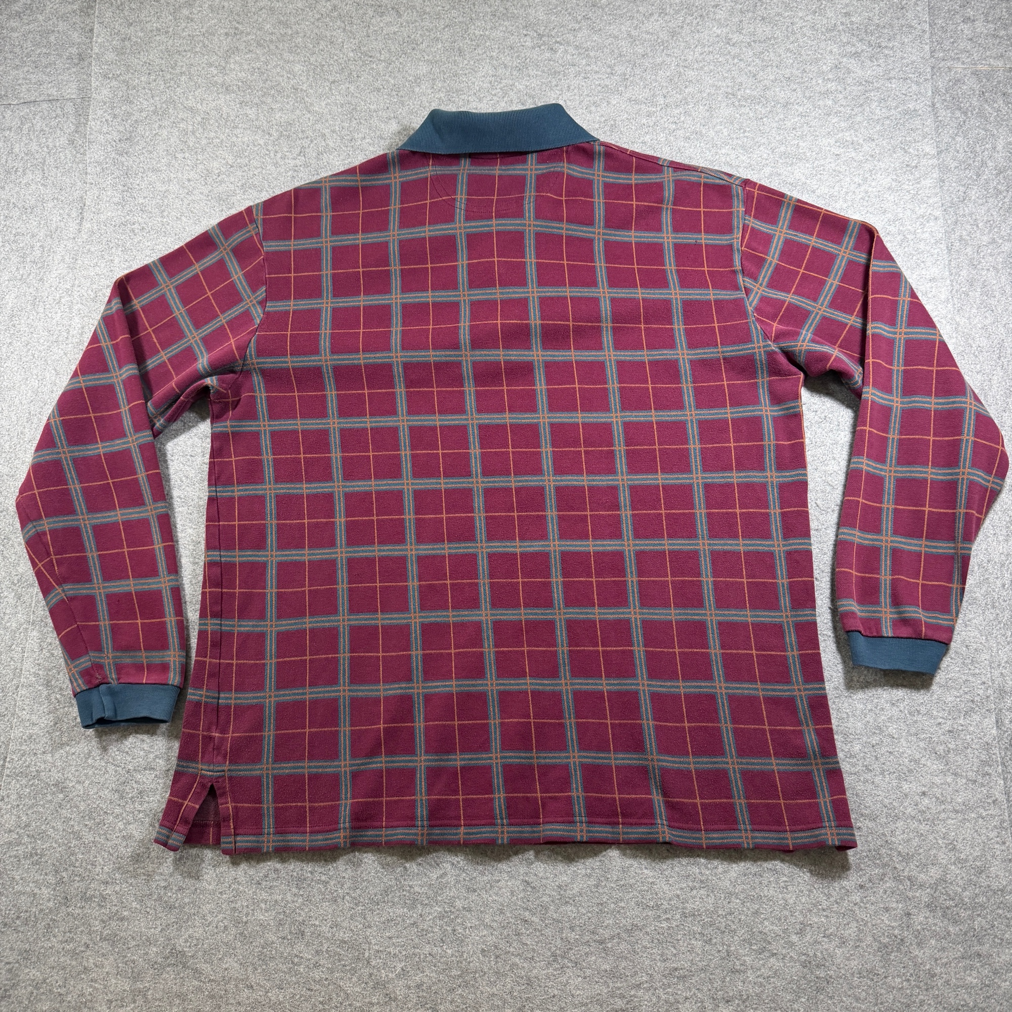 Vintage Cross Creek Golf Polo Shirt Mens XL Plaid Long Sleeve Preppy Horseshoe thumbnail 2