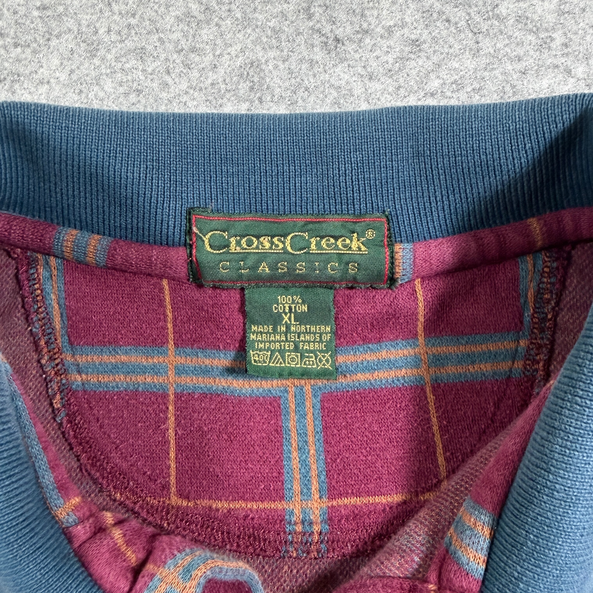 Vintage Cross Creek Golf Polo Shirt Mens XL Plaid Long Sleeve Preppy Horseshoe thumbnail 9