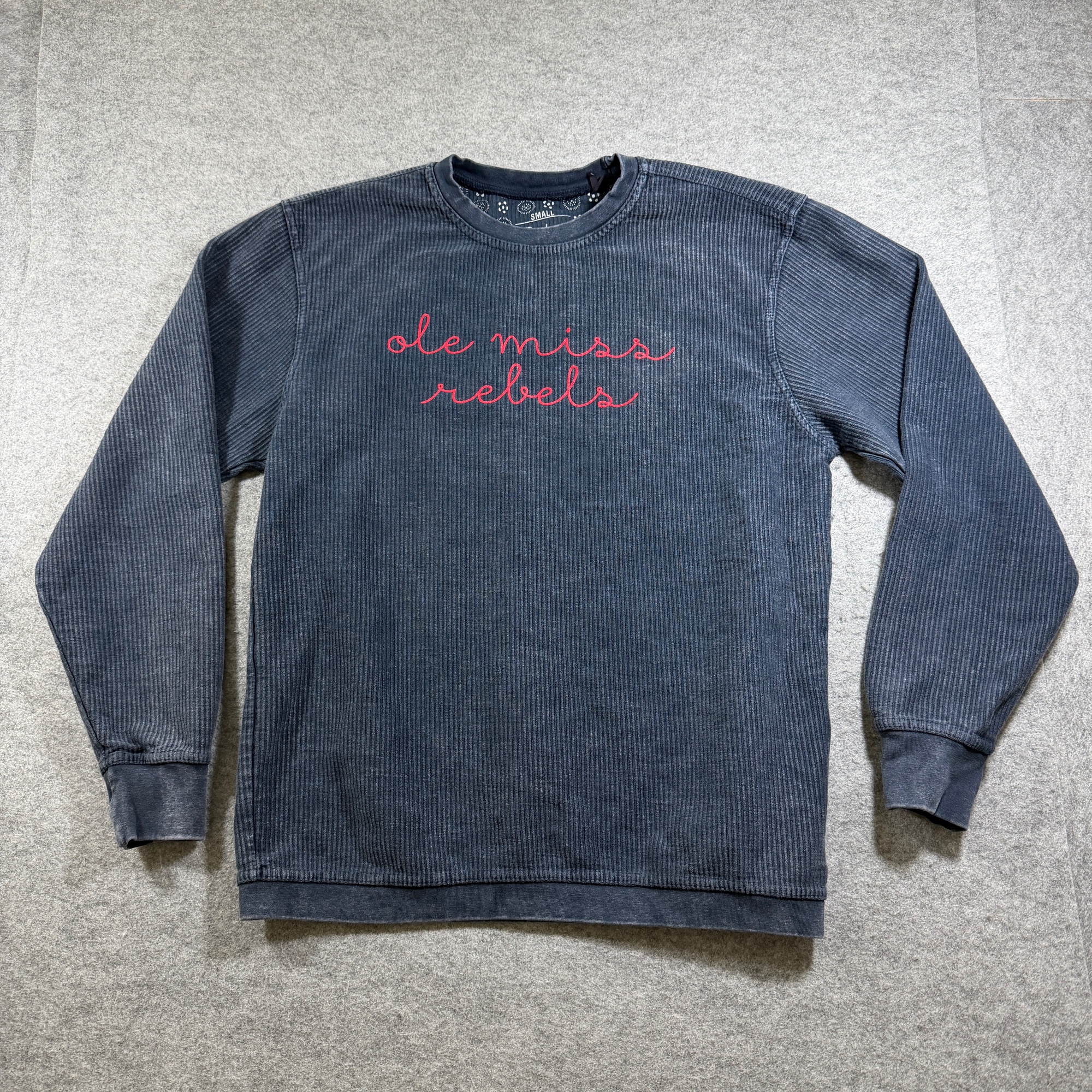 Pressbox Ole Miss Rebels Sweatshirt Womens S Navy NCAA Crewneck Cotton Ribbed