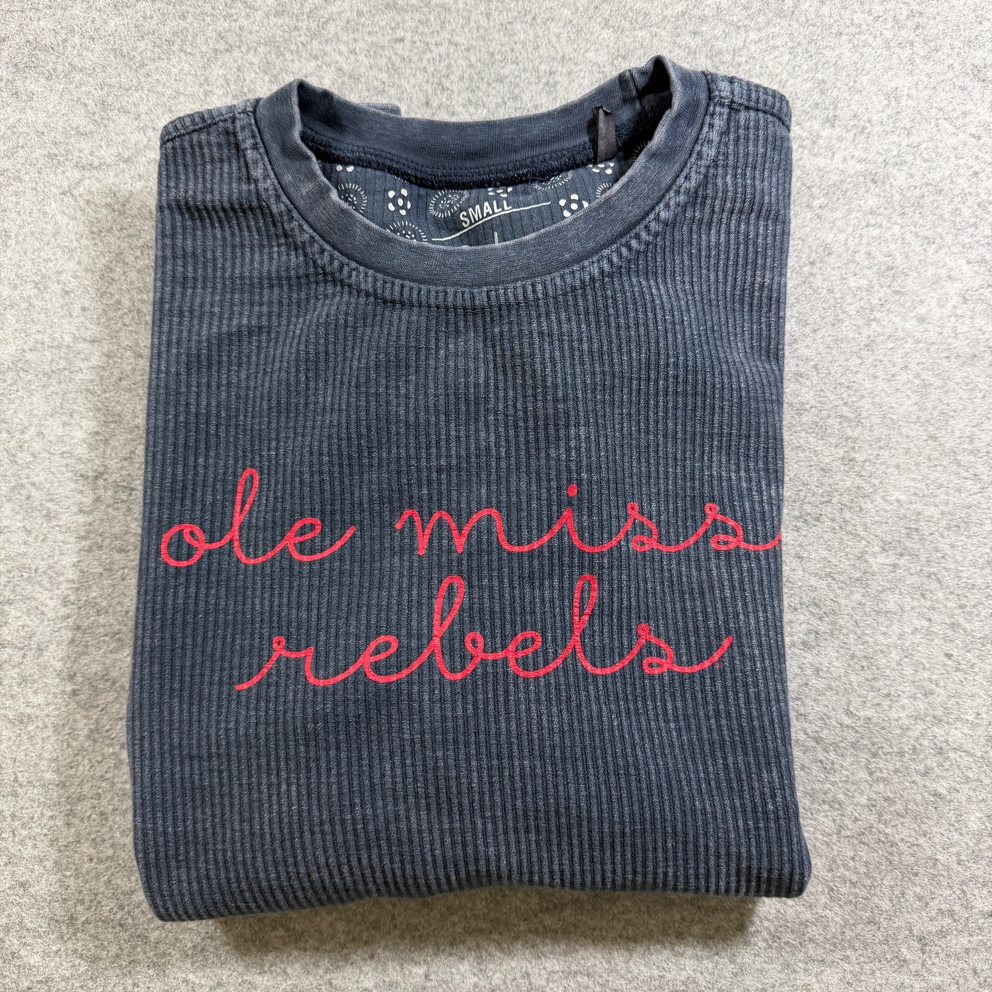 Pressbox Ole Miss Rebels Sweatshirt Womens S Navy NCAA Crewneck Cotton Ribbed thumbnail 3