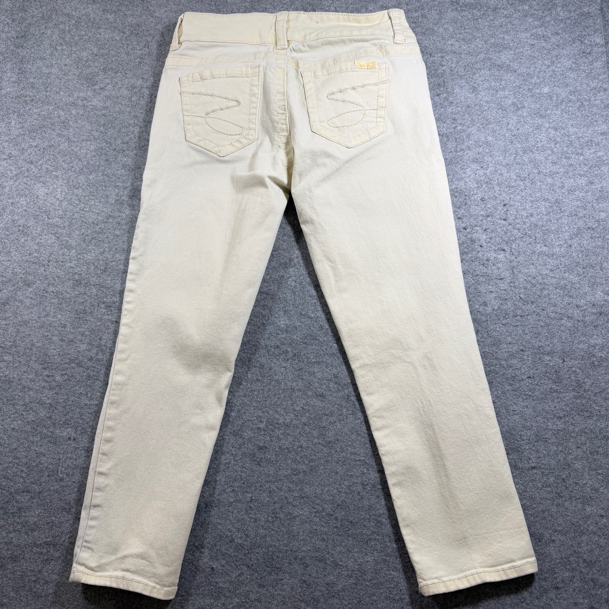 Seven7 Cropped Jeans Womens 4 Cream Off White Slim Straight Stretch Denim thumbnail 2