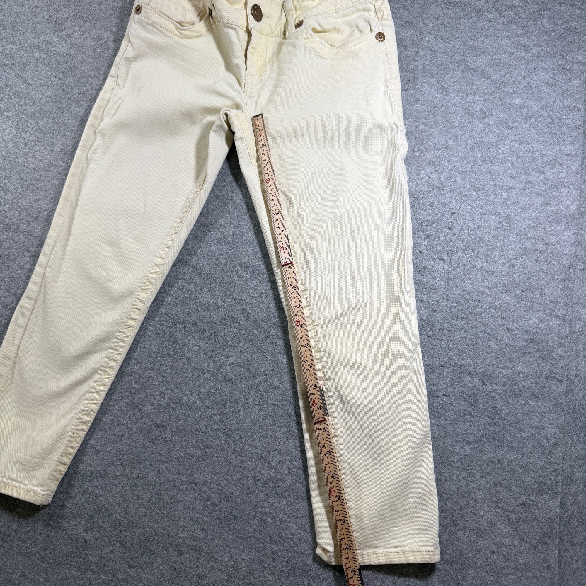 Seven7 Cropped Jeans Womens 4 Cream Off White Slim Straight Stretch Denim thumbnail 7
