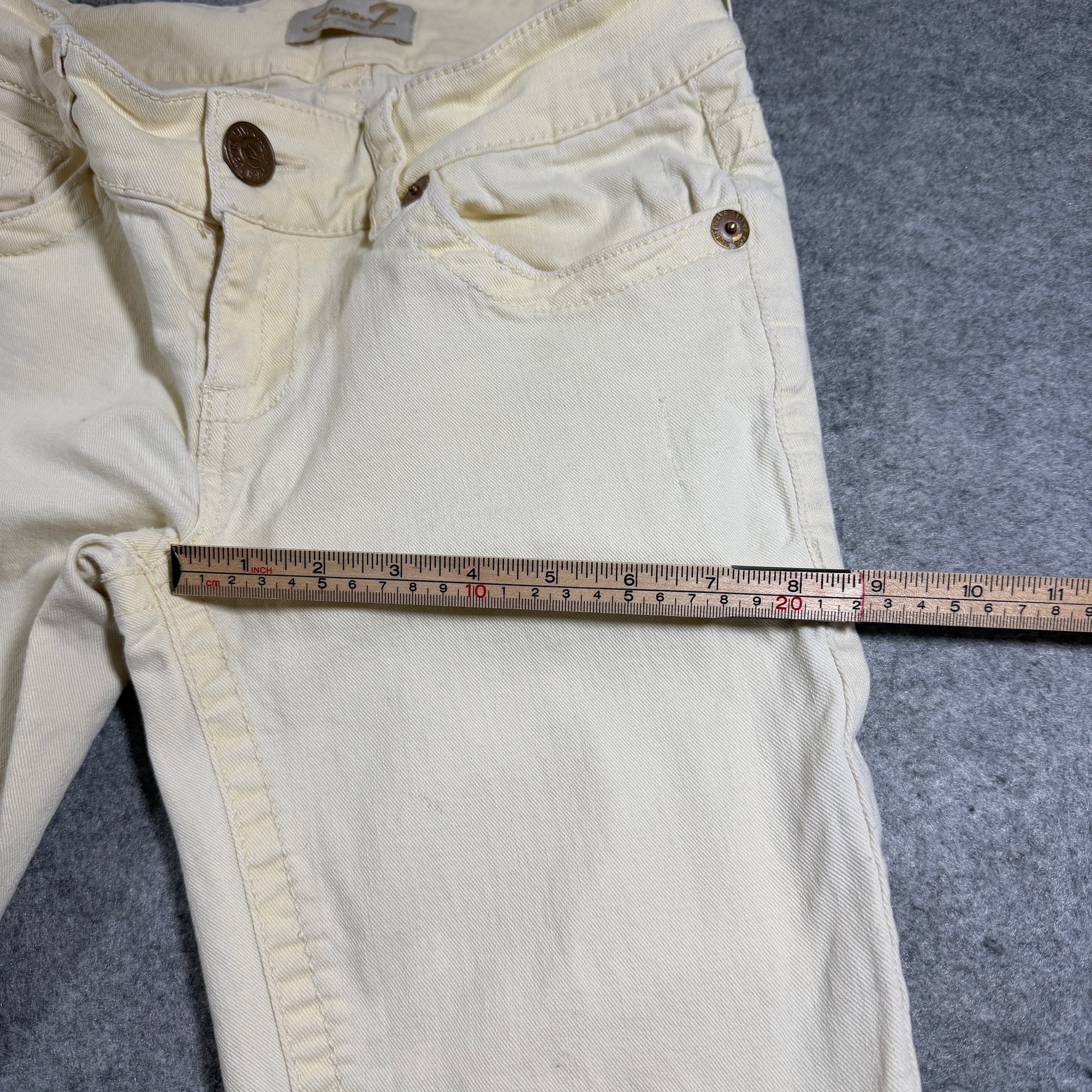 Seven7 Cropped Jeans Womens 4 Cream Off White Slim Straight Stretch Denim thumbnail 8