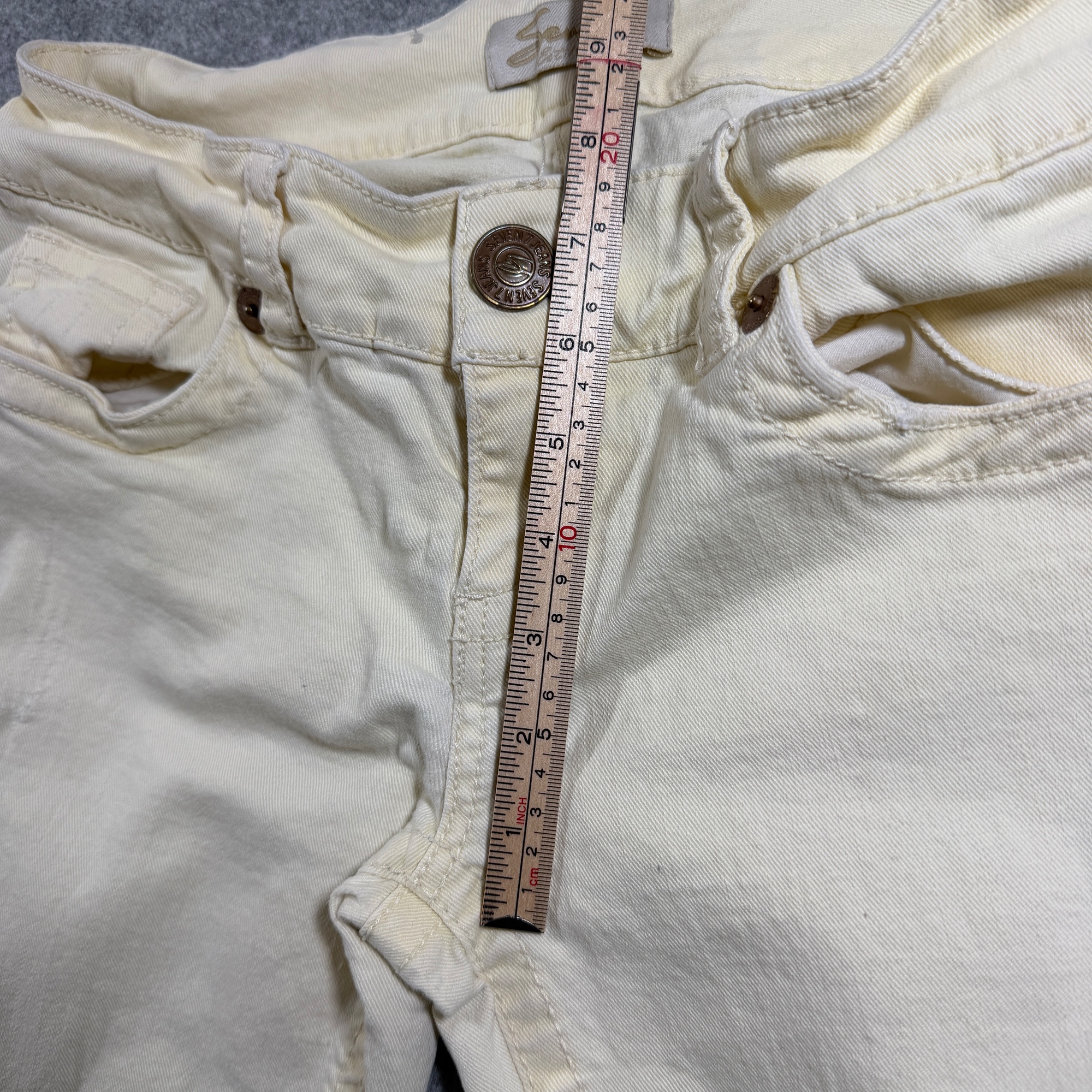 Seven7 Cropped Jeans Womens 4 Cream Off White Slim Straight Stretch Denim thumbnail 9
