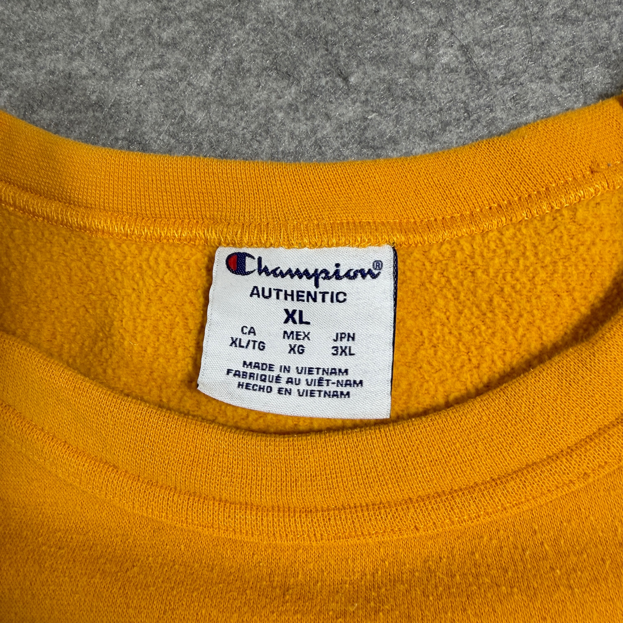 Champion Athletics Crewneck Sweatshirt Mens XL Gold Yellow Sleeve Logo Pullover thumbnail 3