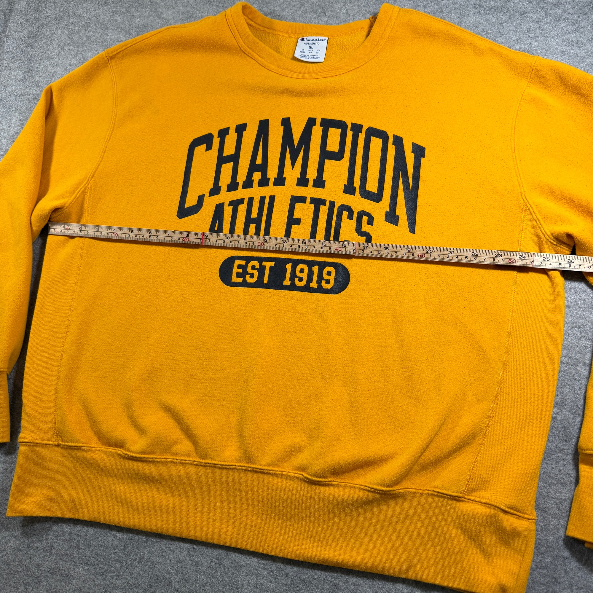 Champion Athletics Crewneck Sweatshirt Mens XL Gold Yellow Sleeve Logo Pullover thumbnail 6