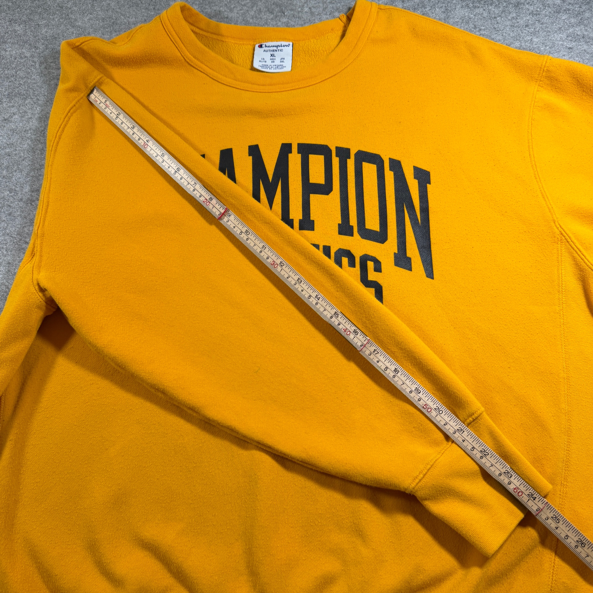 Champion Athletics Crewneck Sweatshirt Mens XL Gold Yellow Sleeve Logo Pullover thumbnail 8