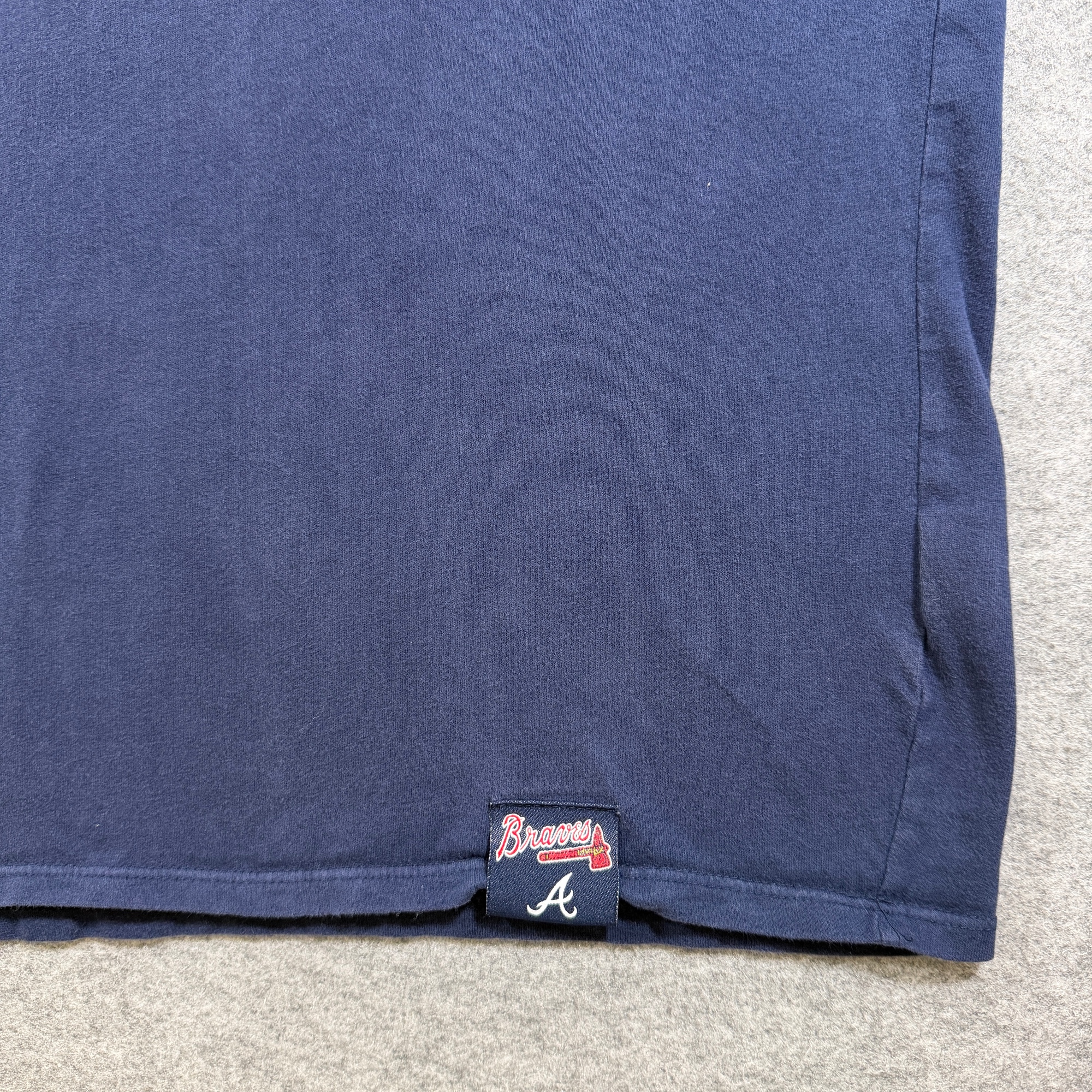 Nike Atlanta Braves T Shirt Mens M Navy Red MLB Baseball Swoosh Cotton Graphic thumbnail 4