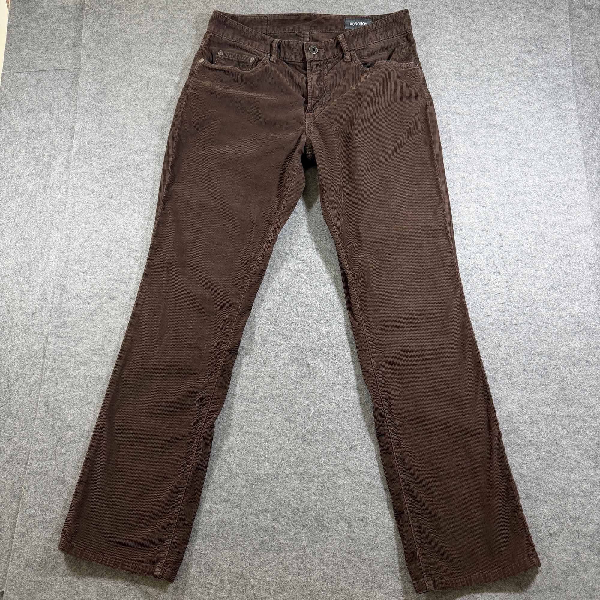 Bonobos Corduroy Pants Mens 30x34 Brown Straight Leg Five Pocket Cotton Stretch