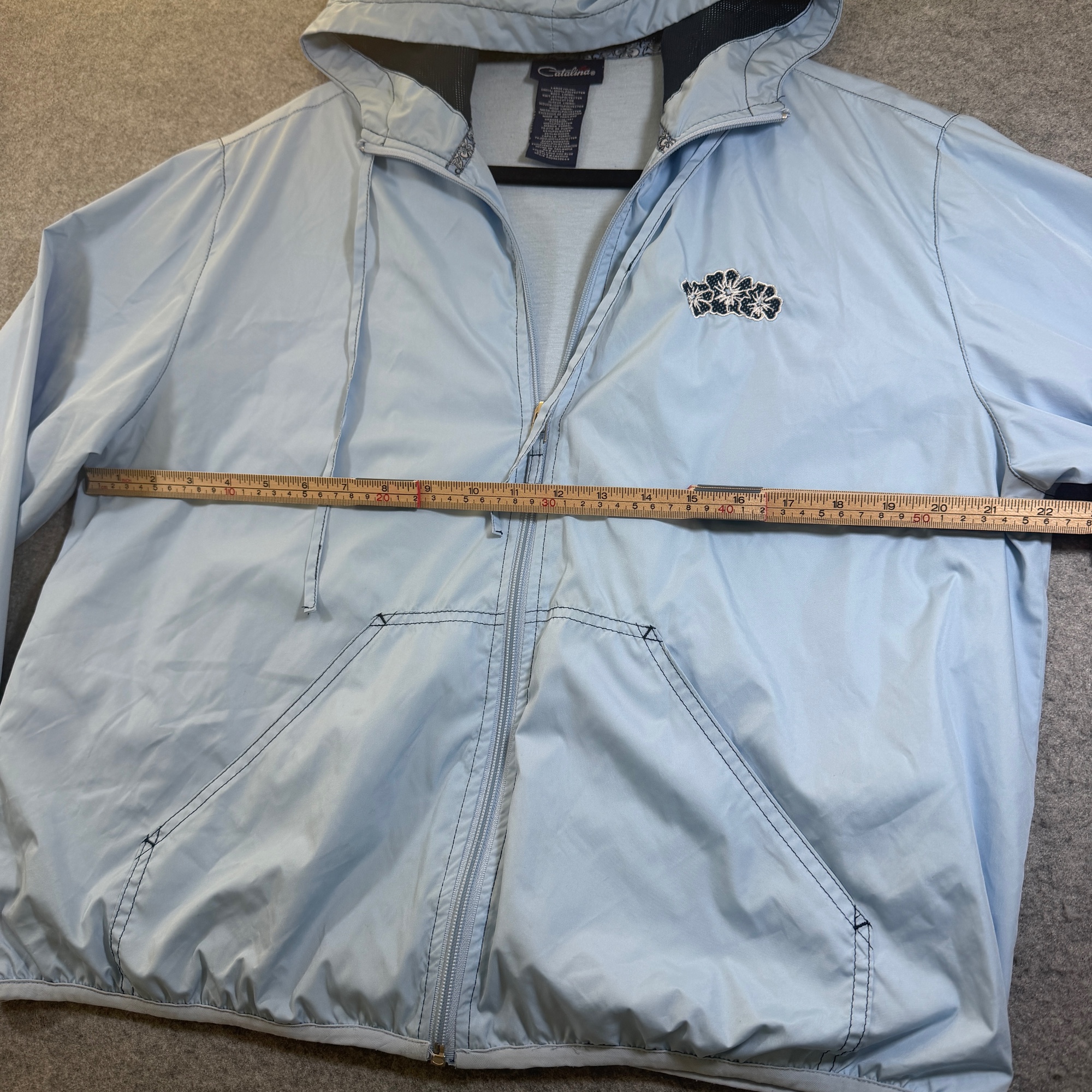 Catalina Windbreaker Jacket Womens L Light Blue Hooded Drawstring Full Zip thumbnail 7
