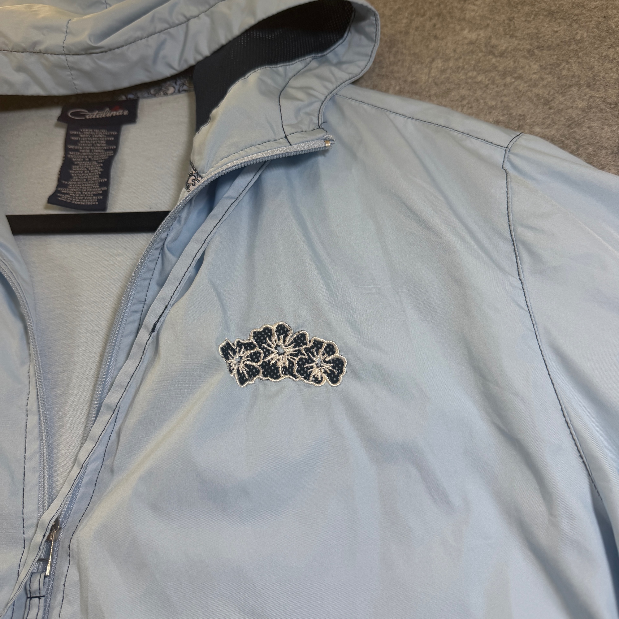 Catalina Windbreaker Jacket Womens L Light Blue Hooded Drawstring Full Zip thumbnail 11