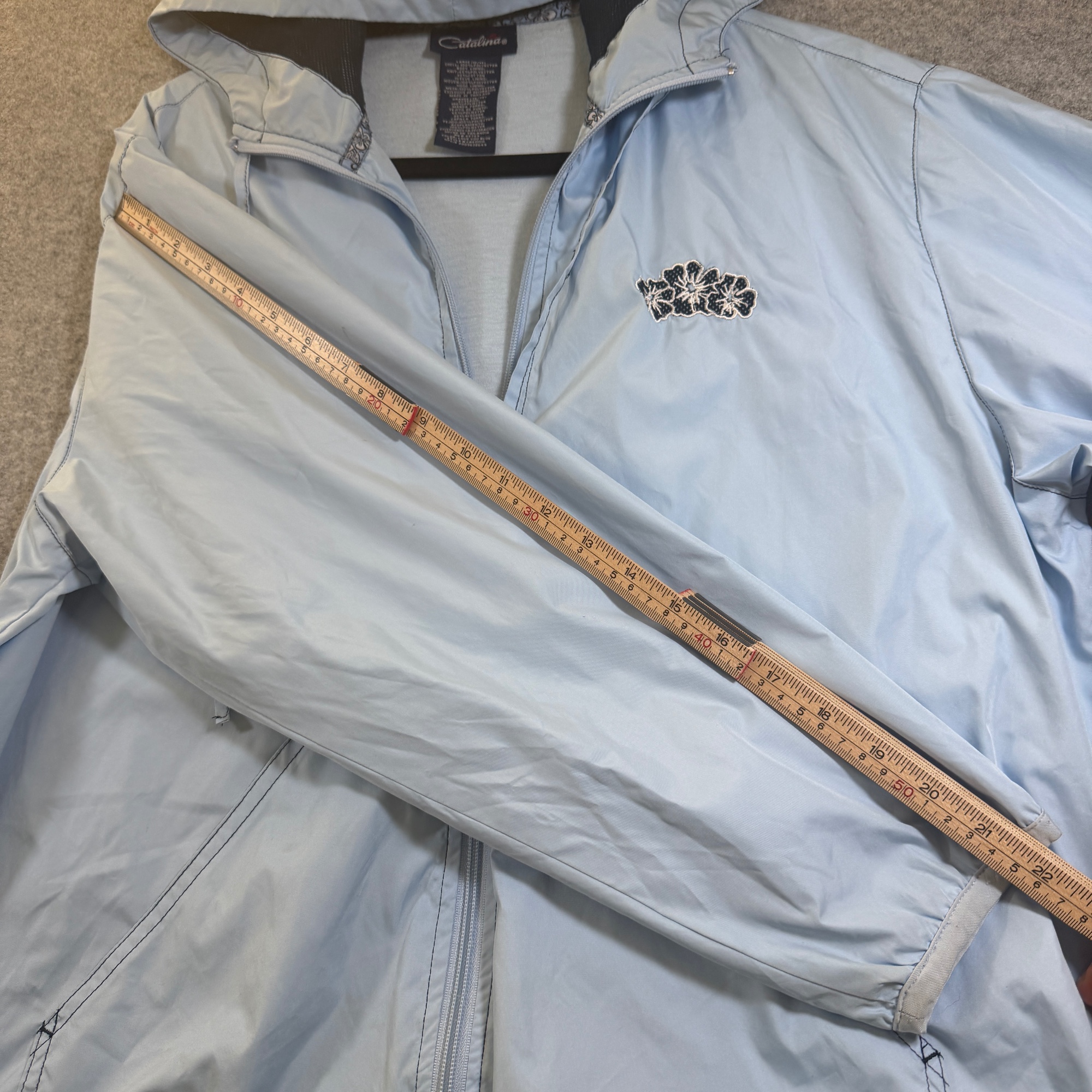 Catalina Windbreaker Jacket Womens L Light Blue Hooded Drawstring Full Zip thumbnail 12