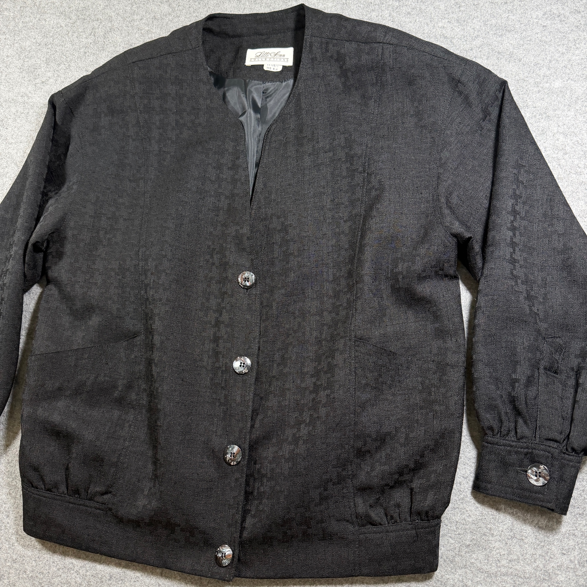 Vintage Lilli Ann Collections Blazer Jacket Womens L Black Houndstooth USA Made thumbnail 3