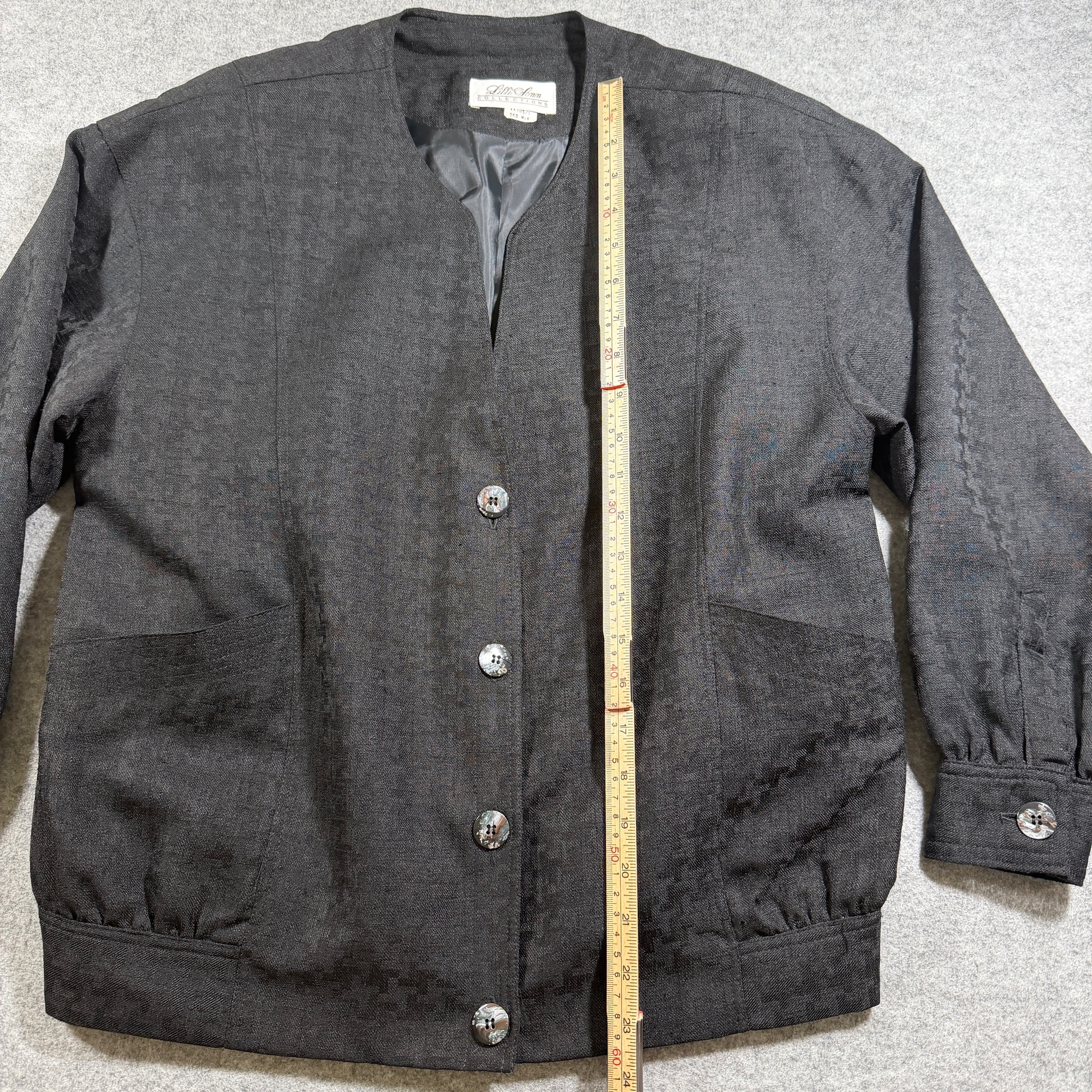 Vintage Lilli Ann Collections Blazer Jacket Womens L Black Houndstooth USA Made thumbnail 6