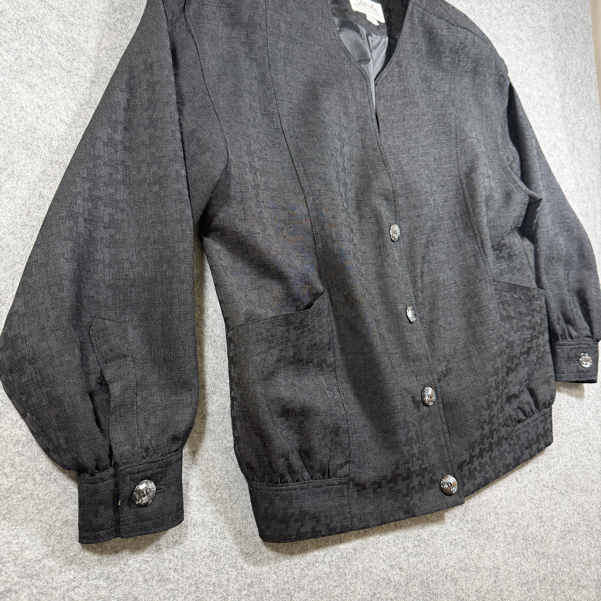 Vintage Lilli Ann Collections Blazer Jacket Womens L Black Houndstooth USA Made thumbnail 9