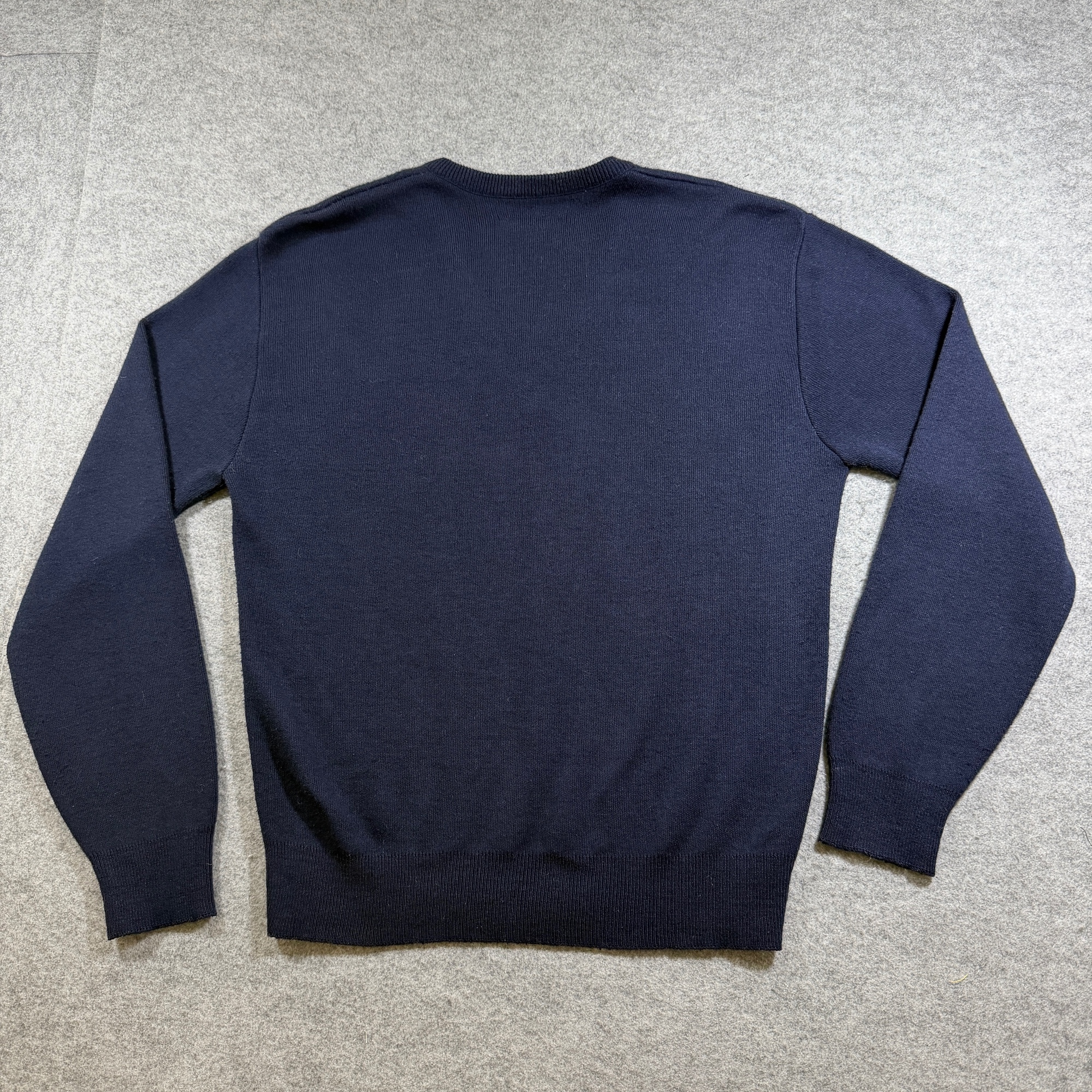 Robert Bruce Sweater Mens M Navy V Neck Ribbed Cuffs Vintage Acrylic Preppy thumbnail 2