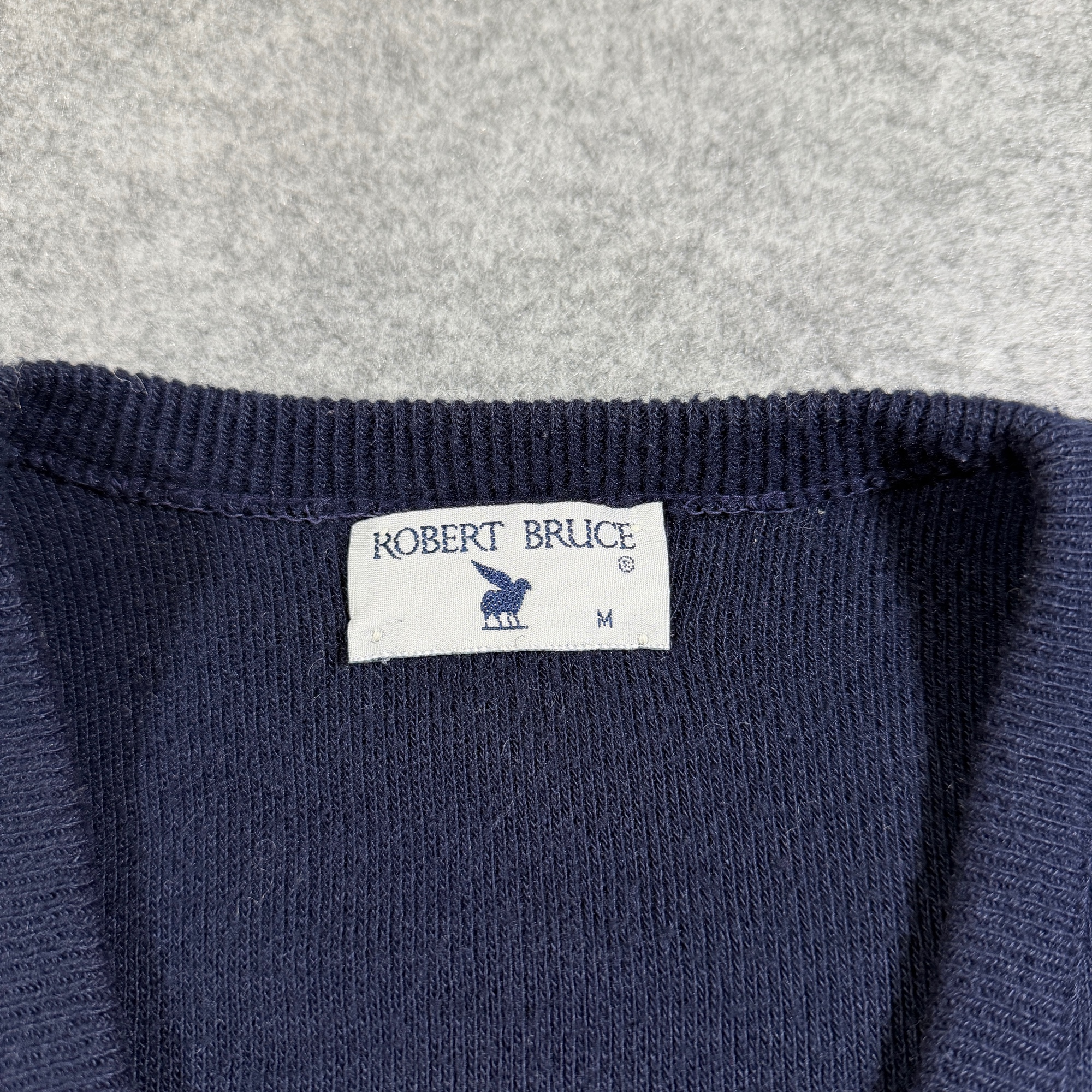 Robert Bruce Sweater Mens M Navy V Neck Ribbed Cuffs Vintage Acrylic Preppy thumbnail 4