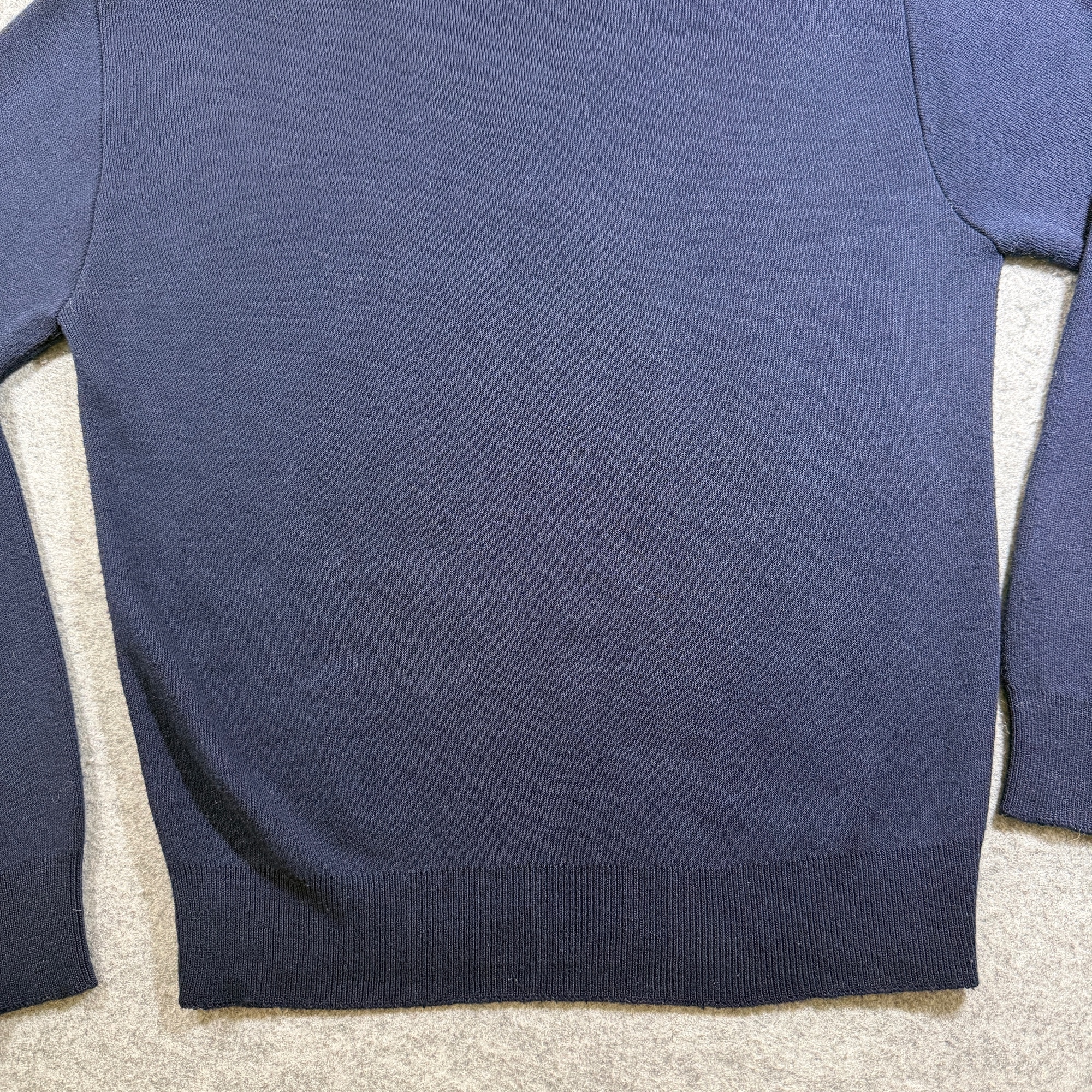 Robert Bruce Sweater Mens M Navy V Neck Ribbed Cuffs Vintage Acrylic Preppy thumbnail 5
