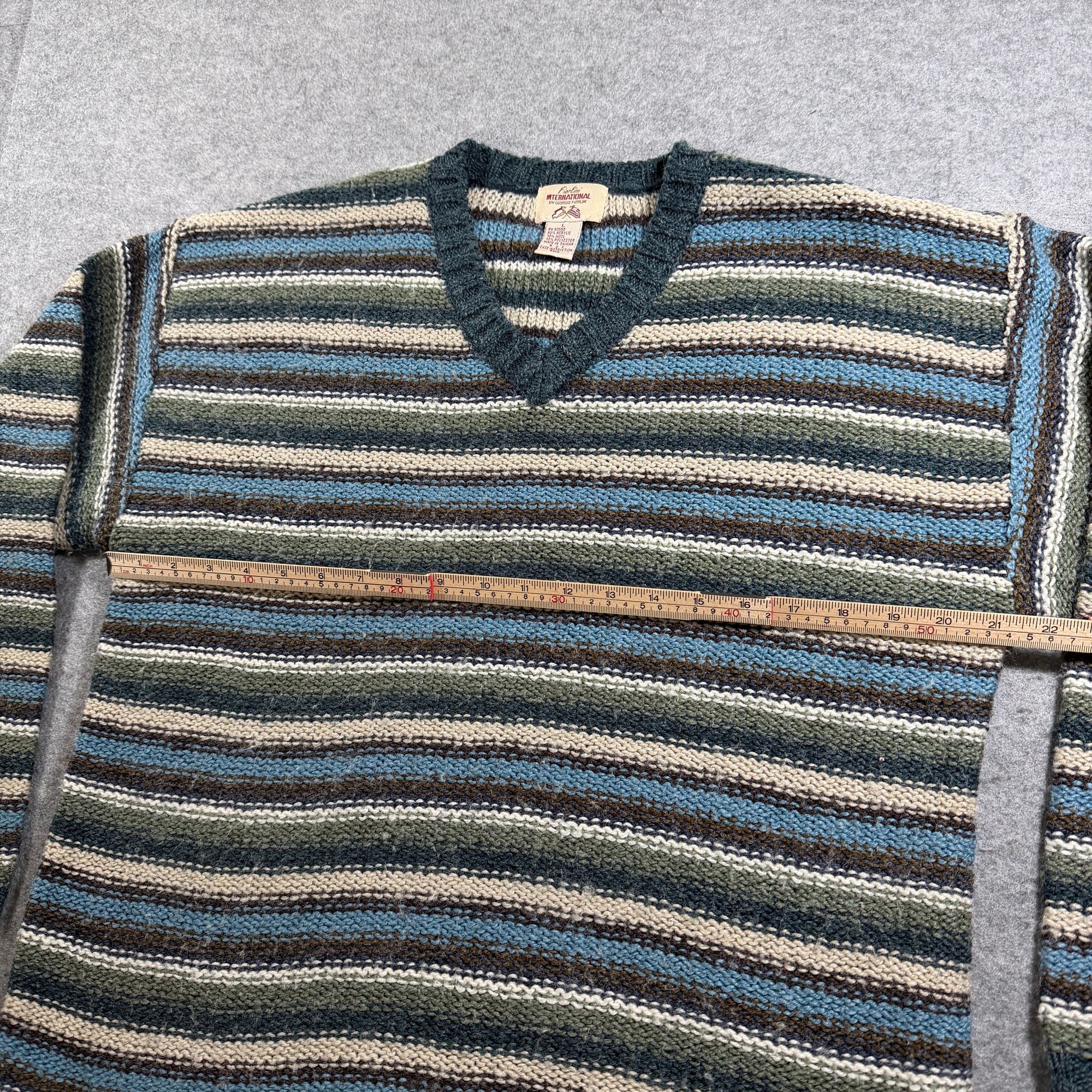 Fiorlini International Sweater Mens L Multicolor Striped V Neck Vintage Wool thumbnail 5