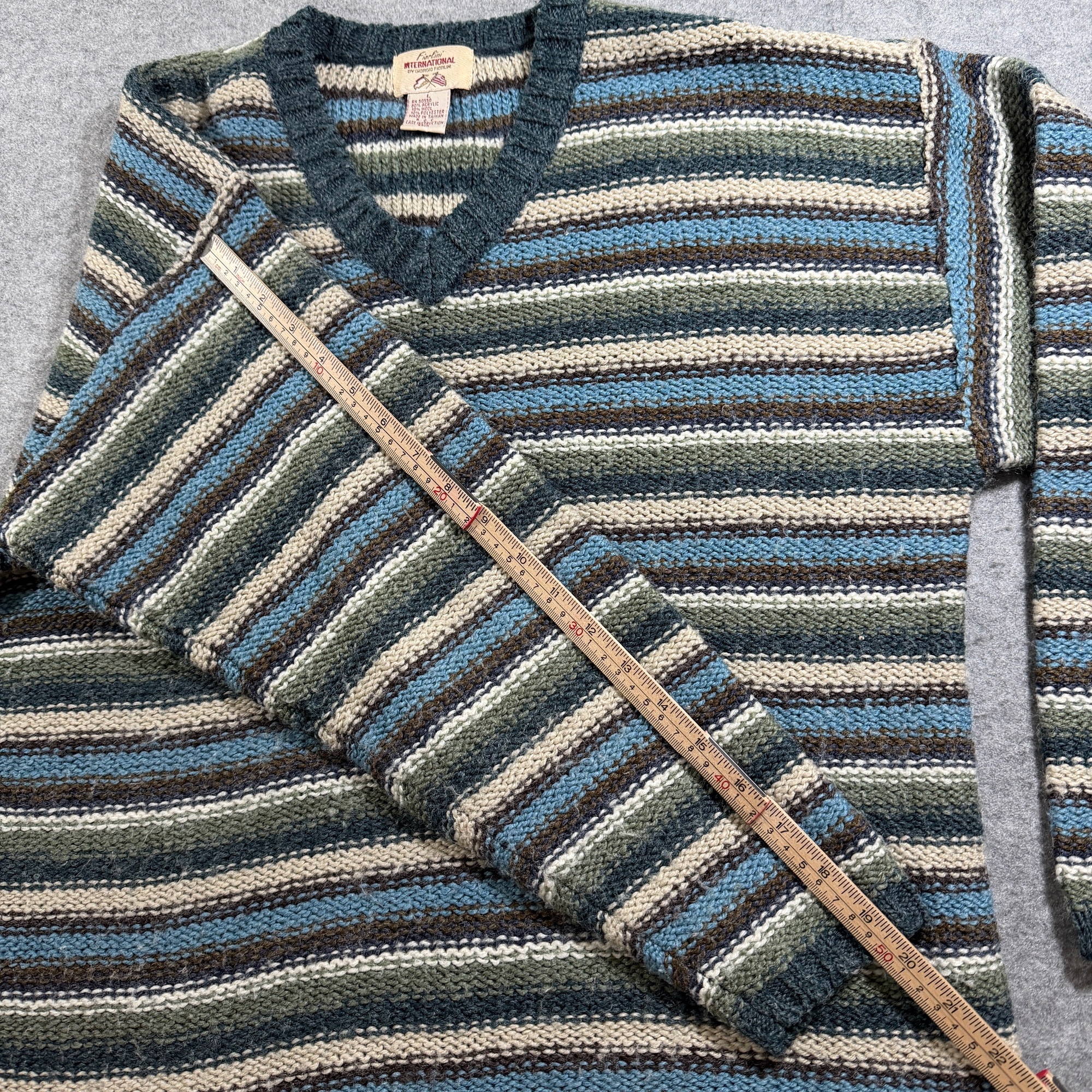 Fiorlini International Sweater Mens L Multicolor Striped V Neck Vintage Wool thumbnail 7