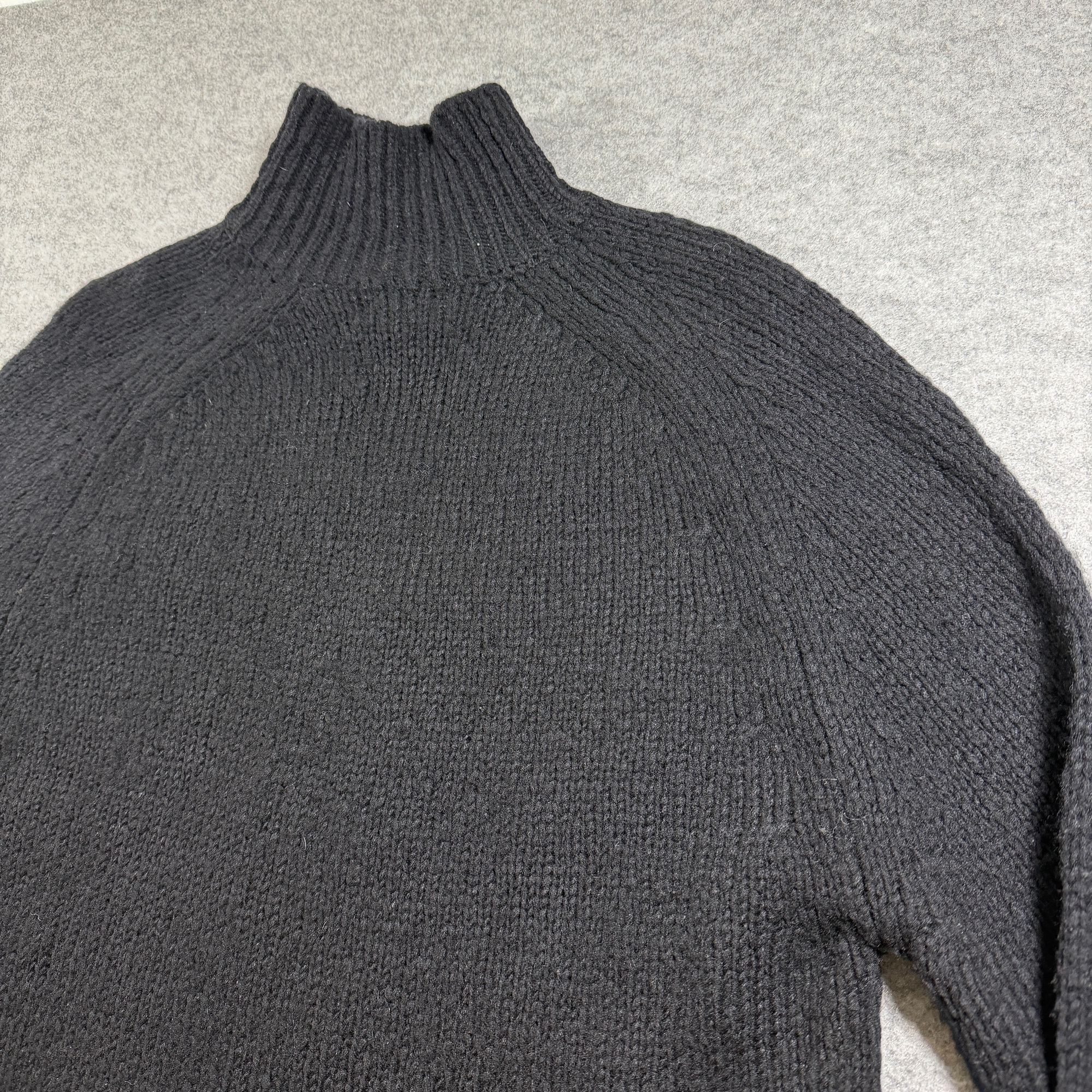 VTG Ann Taylor Long Sweater Womens M Black Snowflake Quarter Zip Mock Neck Wool thumbnail 10