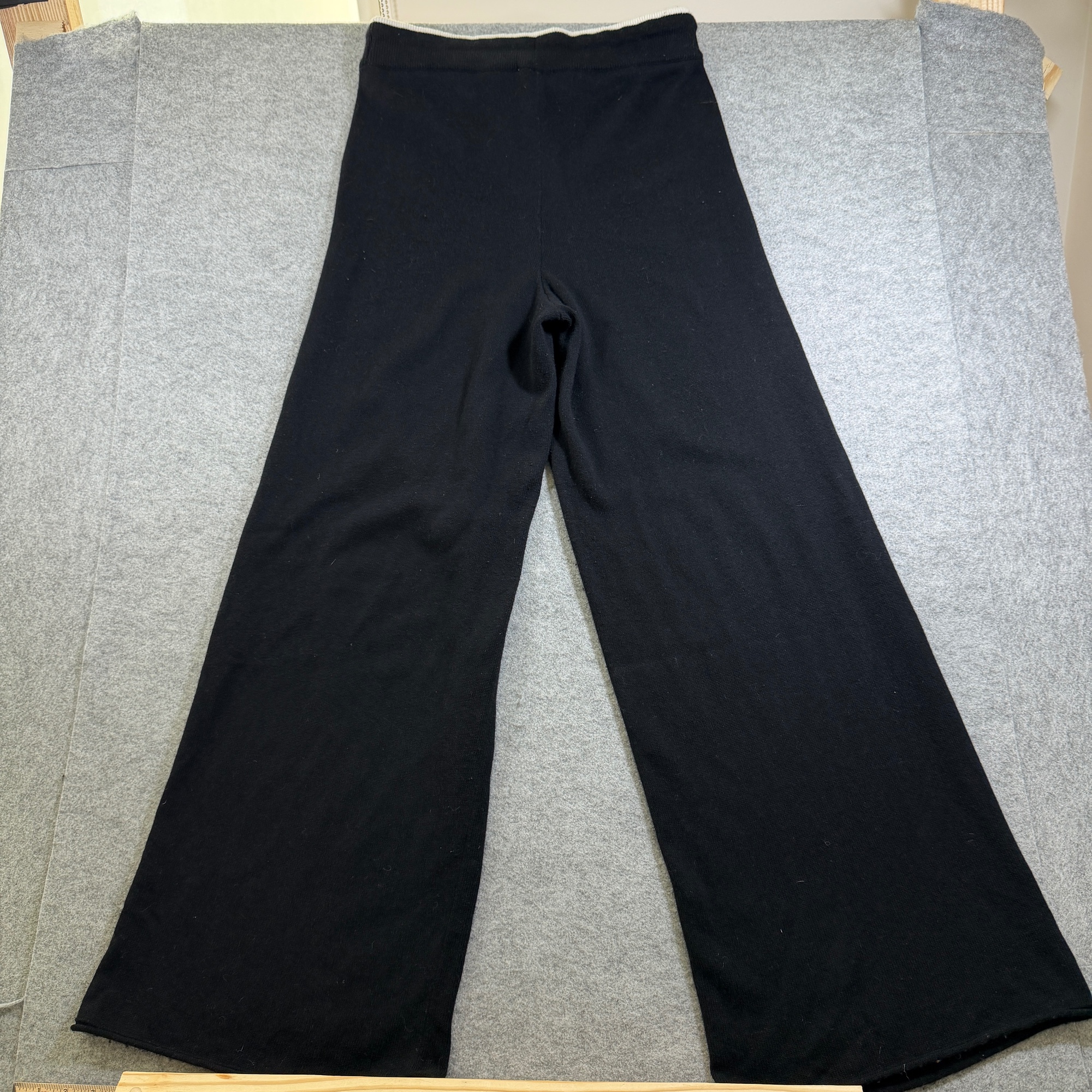 Splendid Wide Leg Pants Women L Black Wool Cashmere Silk Blend Drawstring Lounge thumbnail 2