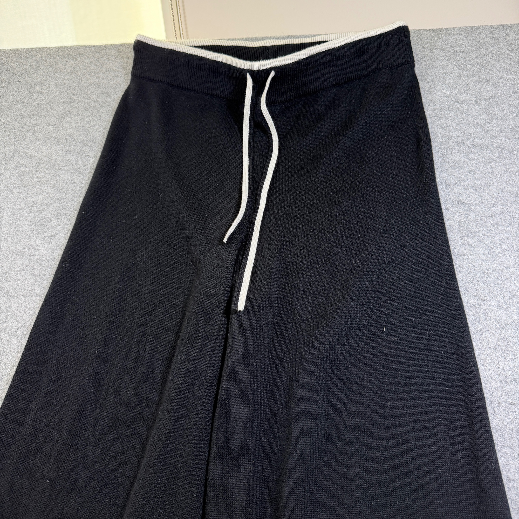 Splendid Wide Leg Pants Women L Black Wool Cashmere Silk Blend Drawstring Lounge thumbnail 13