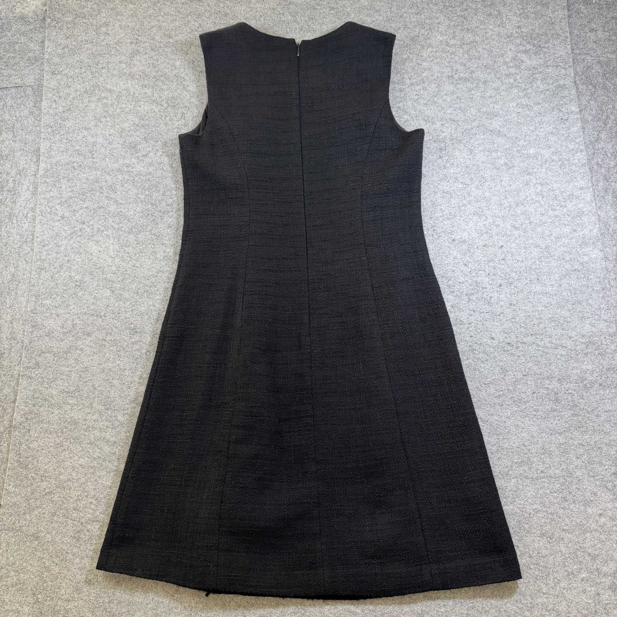 Karl Lagerfeld Paris Dress Womens 4 Black Tweed Sleeveless Sheath Fringe Trim thumbnail 2