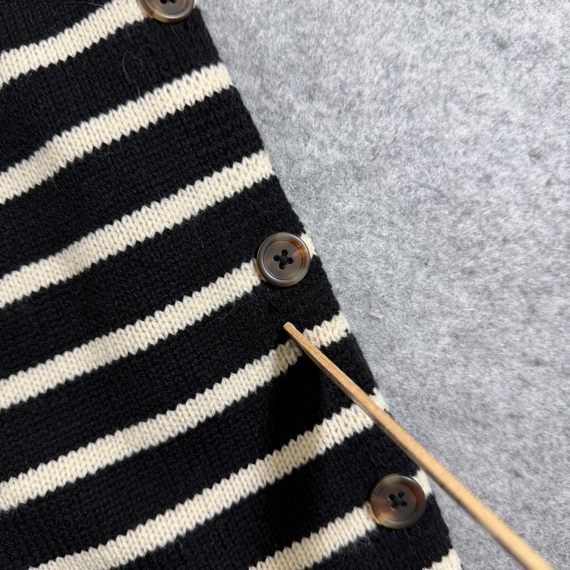 Madewell Sweater Dress Womens S Black Cream Stripe Merino Wool Crewneck Button thumbnail 8
