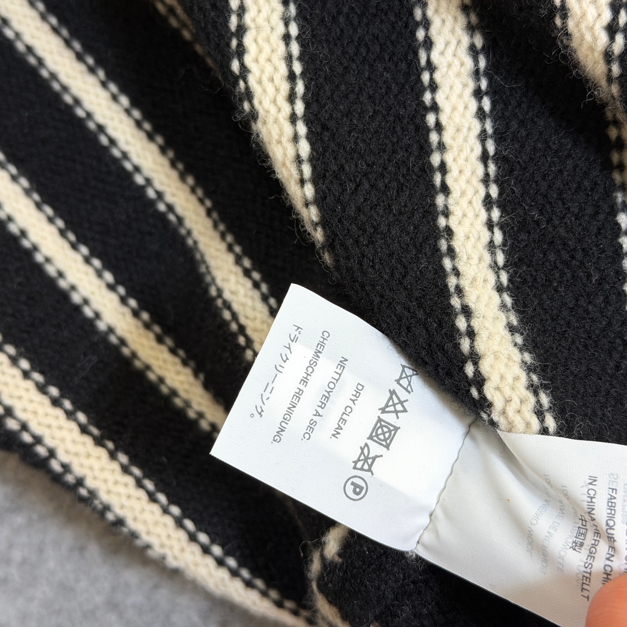 Madewell Sweater Dress Womens S Black Cream Stripe Merino Wool Crewneck Button thumbnail 10