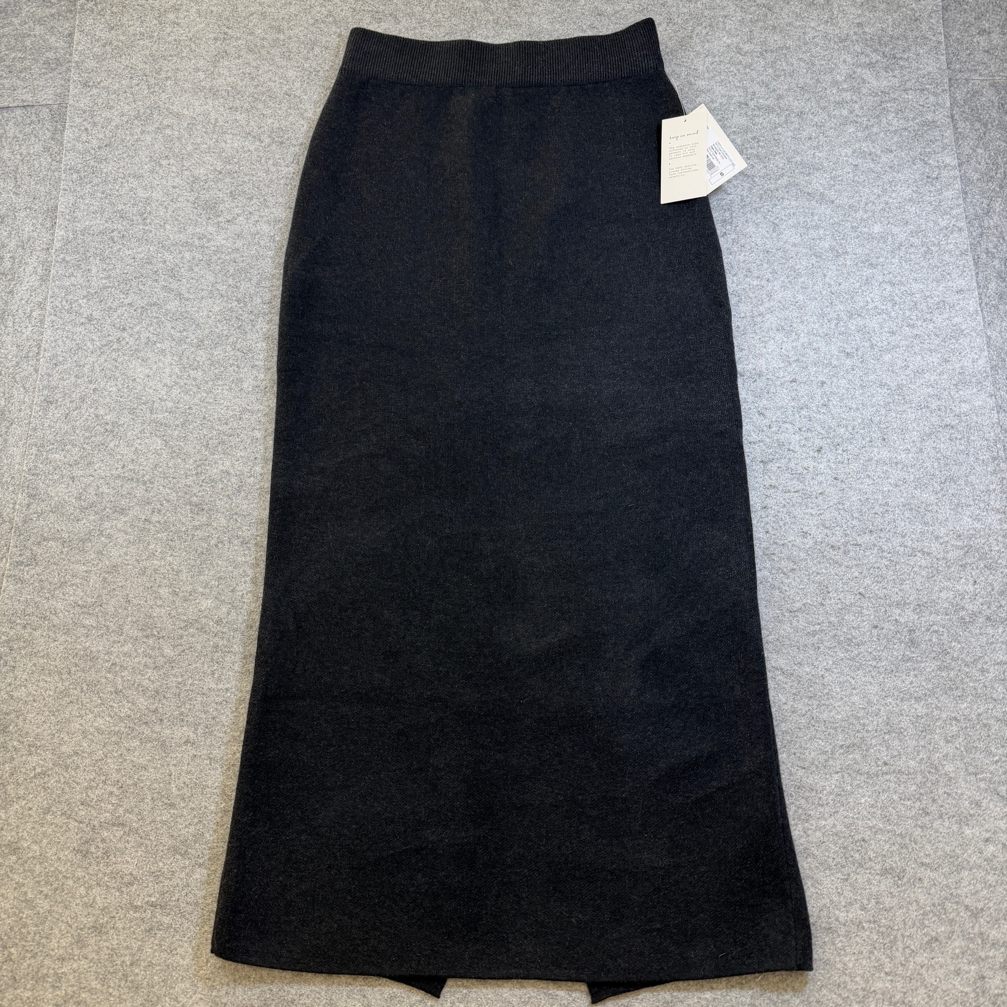 A New Day Skirt Super Soft Womens S Charcoal Midi Front Slit Elastic Waist NWT
