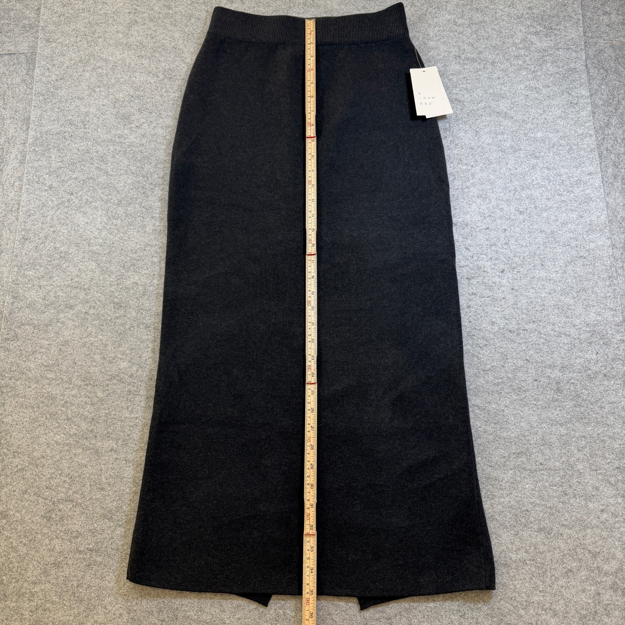 A New Day Skirt Super Soft Womens S Charcoal Midi Front Slit Elastic Waist NWT thumbnail 5