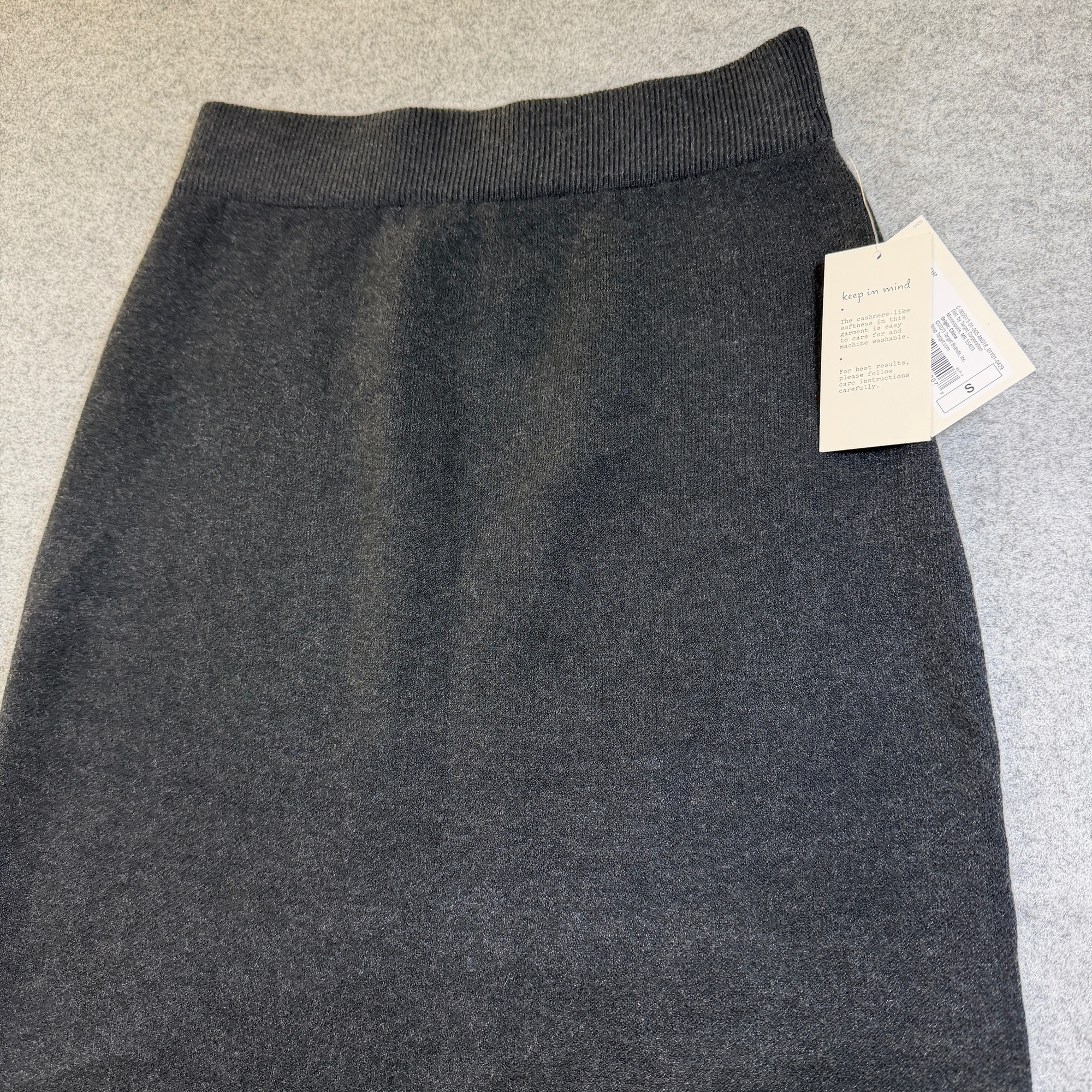 A New Day Skirt Super Soft Womens S Charcoal Midi Front Slit Elastic Waist NWT thumbnail 7