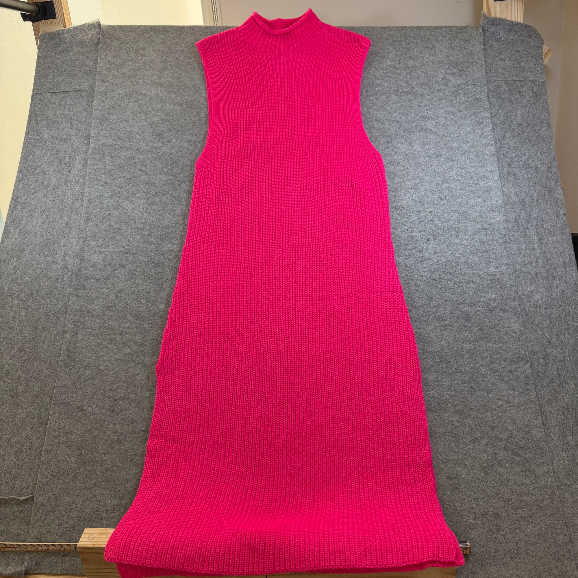 Zara Sweater Dress Womens M Pink Mock Neck Sleeveless Bodycon Ribbed Knit Wool