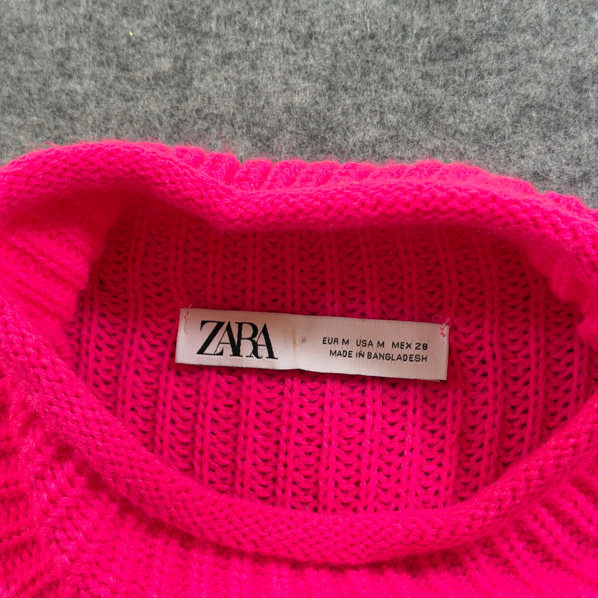 Zara Sweater Dress Womens M Pink Mock Neck Sleeveless Bodycon Ribbed Knit Wool thumbnail 3