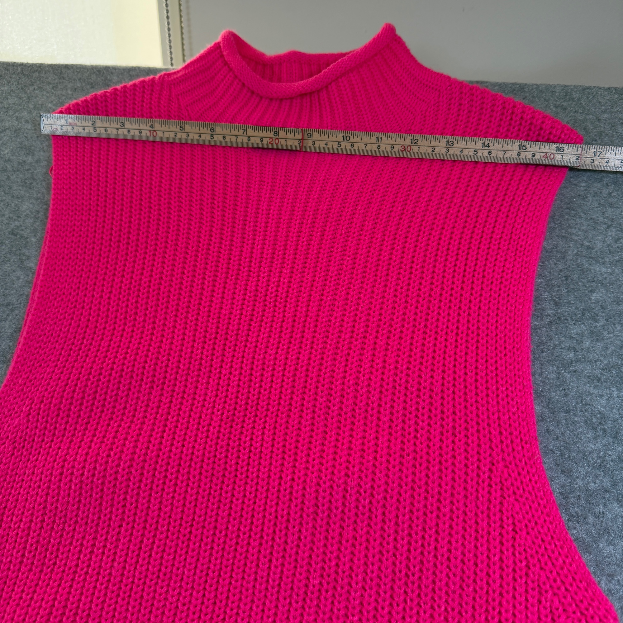 Zara Sweater Dress Womens M Pink Mock Neck Sleeveless Bodycon Ribbed Knit Wool thumbnail 5
