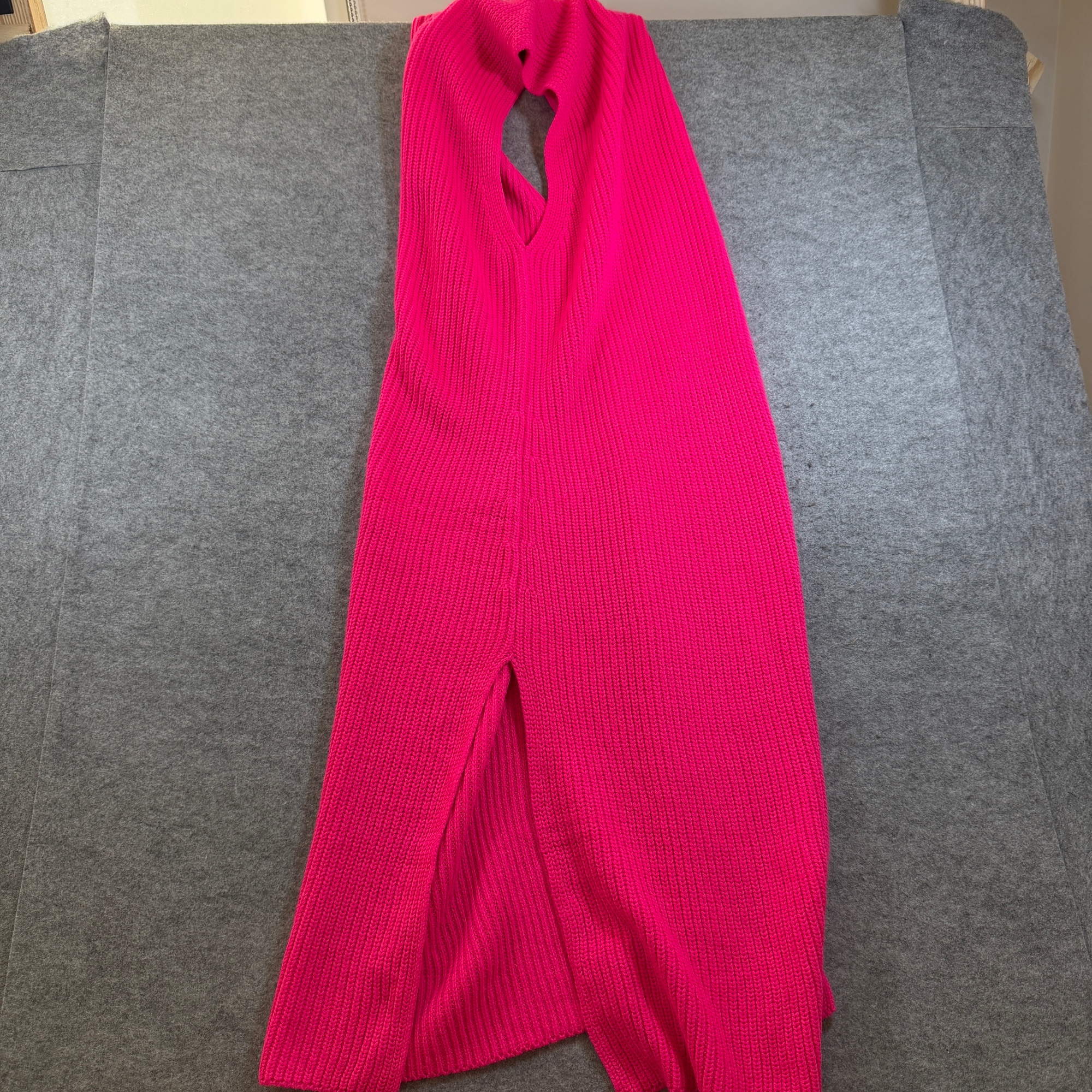 Zara Sweater Dress Womens M Pink Mock Neck Sleeveless Bodycon Ribbed Knit Wool thumbnail 7