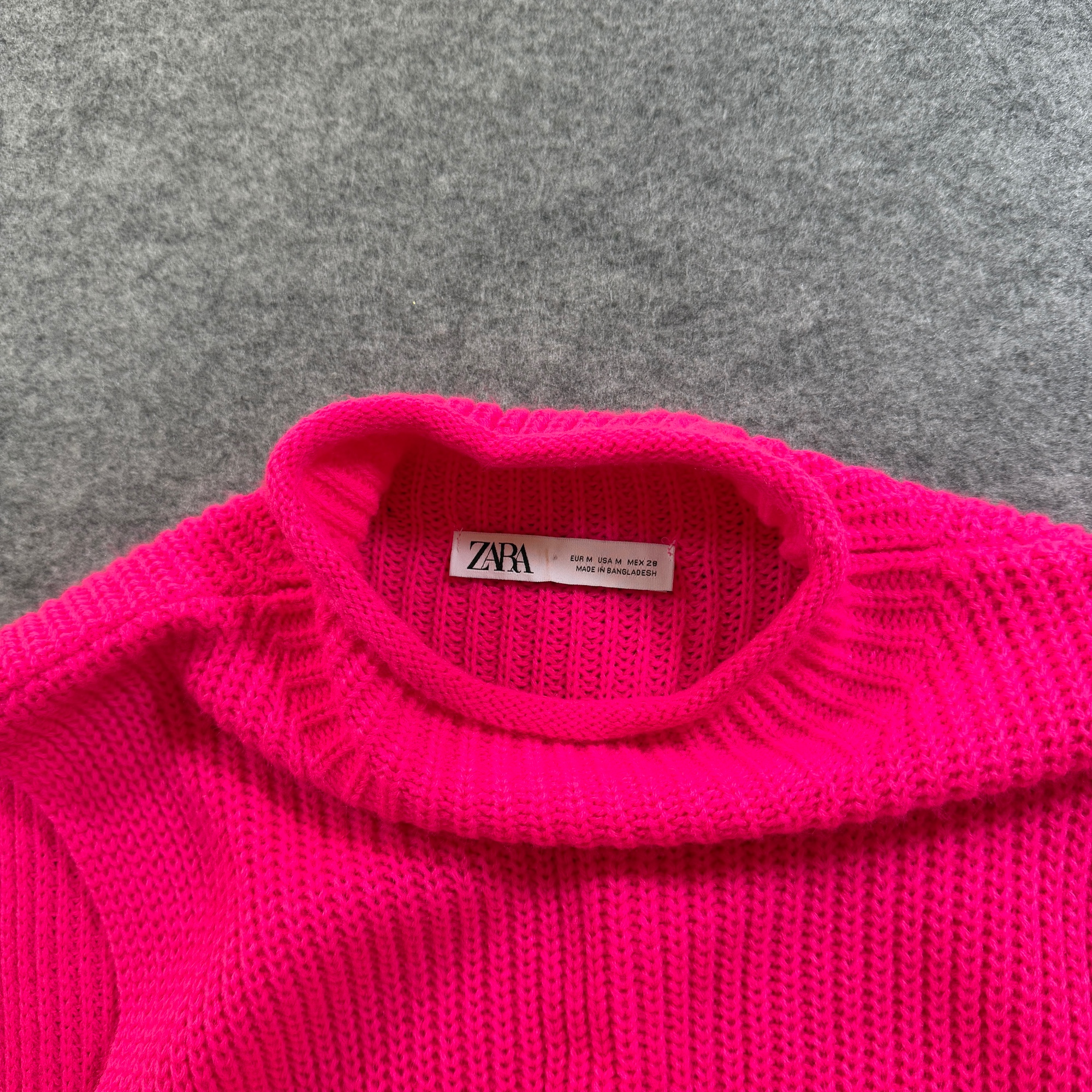 Zara Sweater Dress Womens M Pink Mock Neck Sleeveless Bodycon Ribbed Knit Wool thumbnail 9