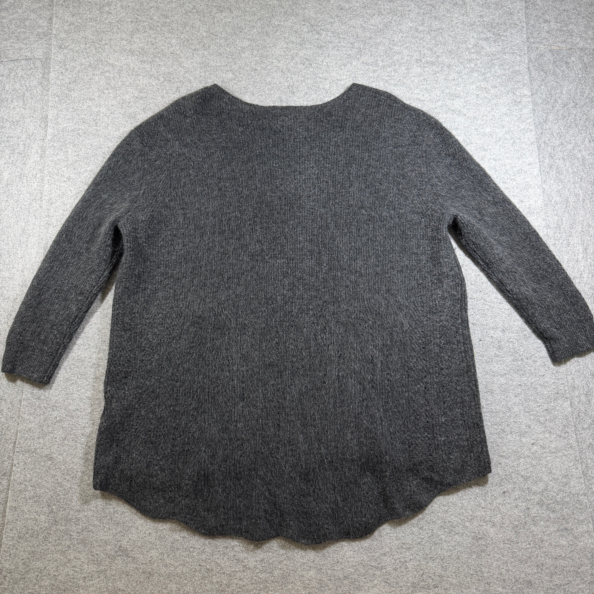 Veveret Wool Blend Sweater Womens M Charcoal Gray Hi Lo Hem Pockets 3/4 Sleeve thumbnail 2