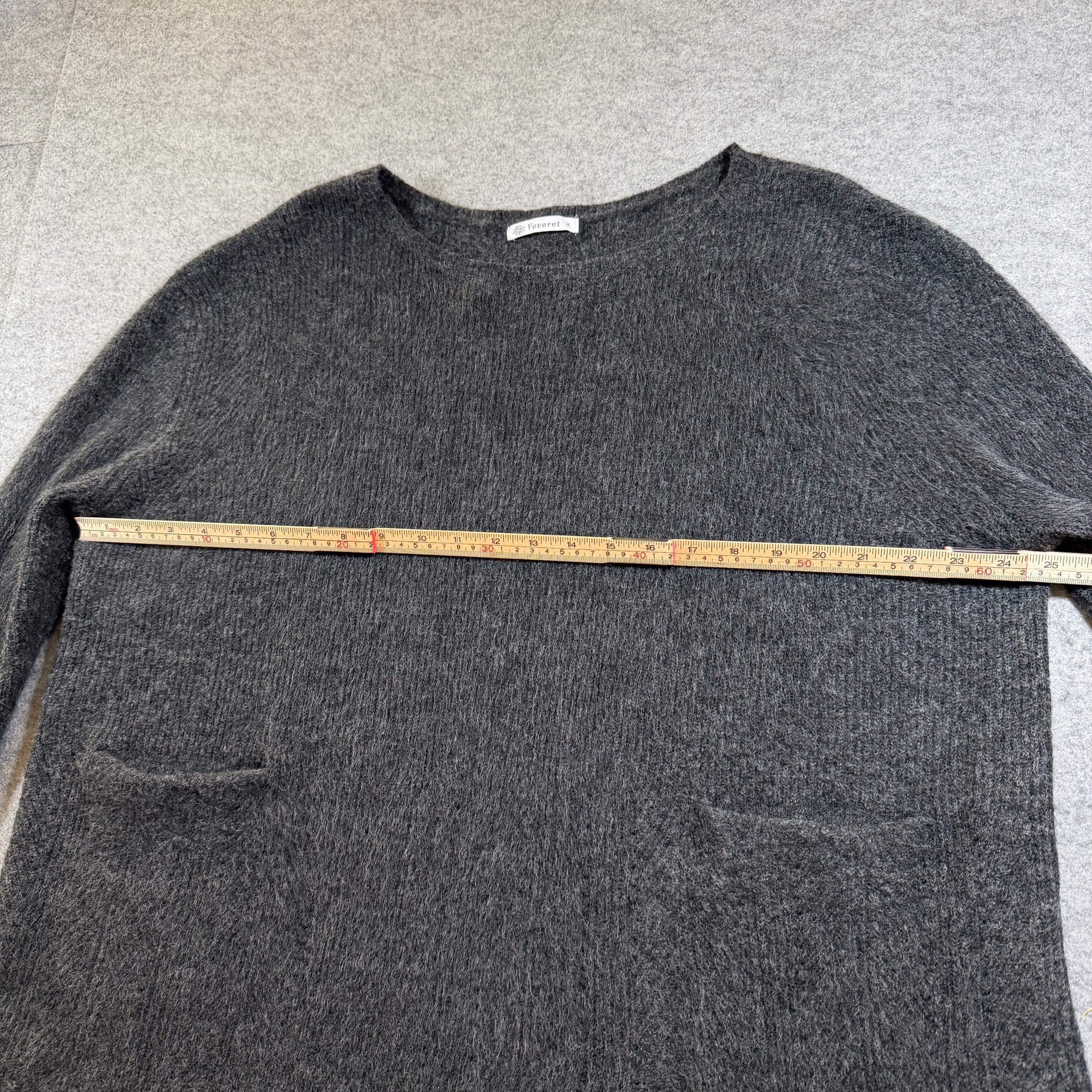 Veveret Wool Blend Sweater Womens M Charcoal Gray Hi Lo Hem Pockets 3/4 Sleeve thumbnail 8
