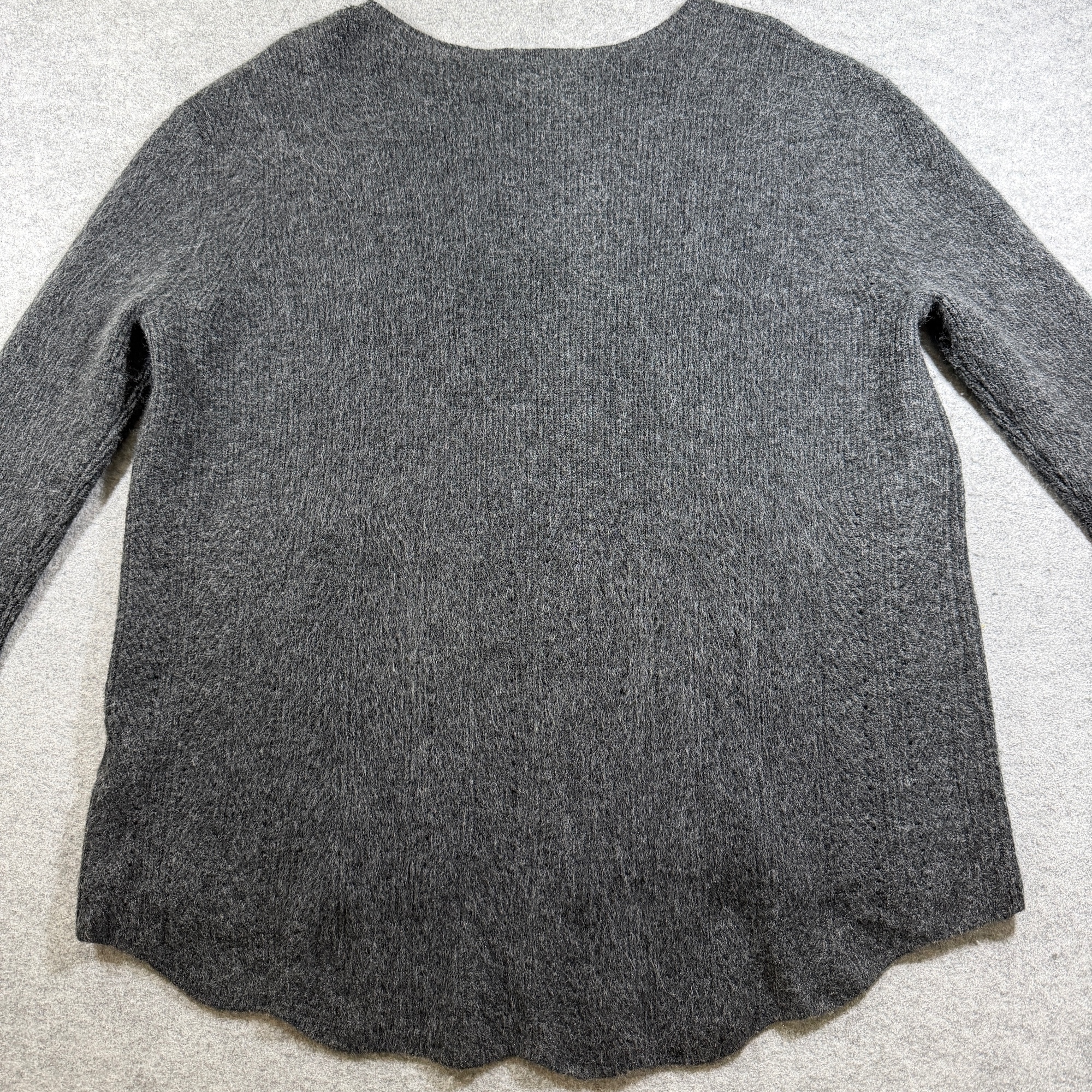 Veveret Wool Blend Sweater Womens M Charcoal Gray Hi Lo Hem Pockets 3/4 Sleeve thumbnail 9